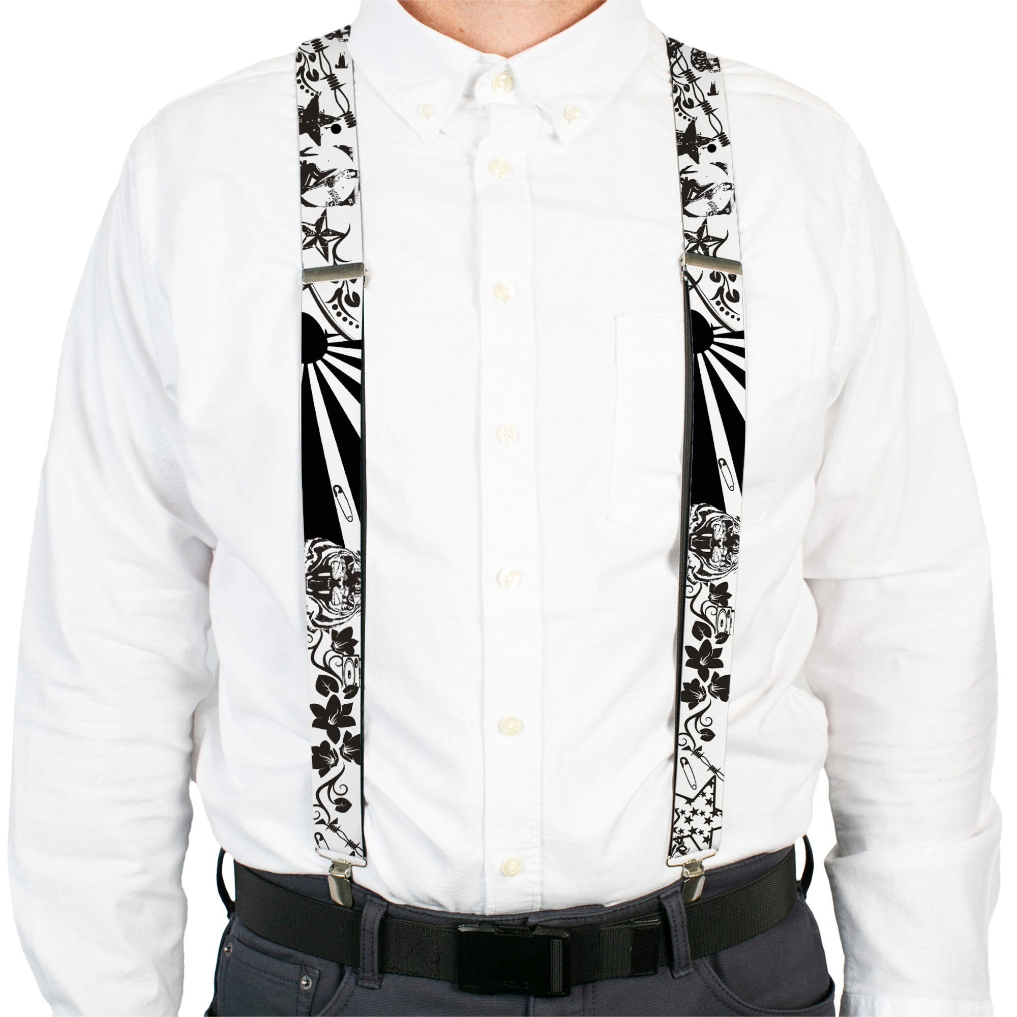 Suspenders - Madness White/Black Suspenders Buckle-Down