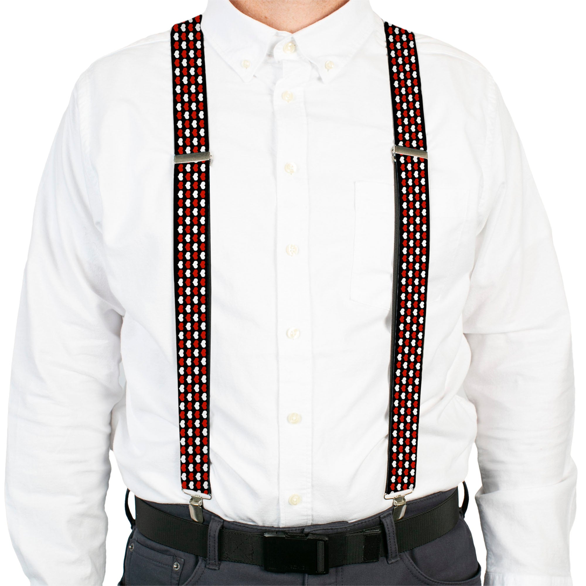 Suspenders - Mini Hearts Black/Red/White Suspenders Buckle-Down