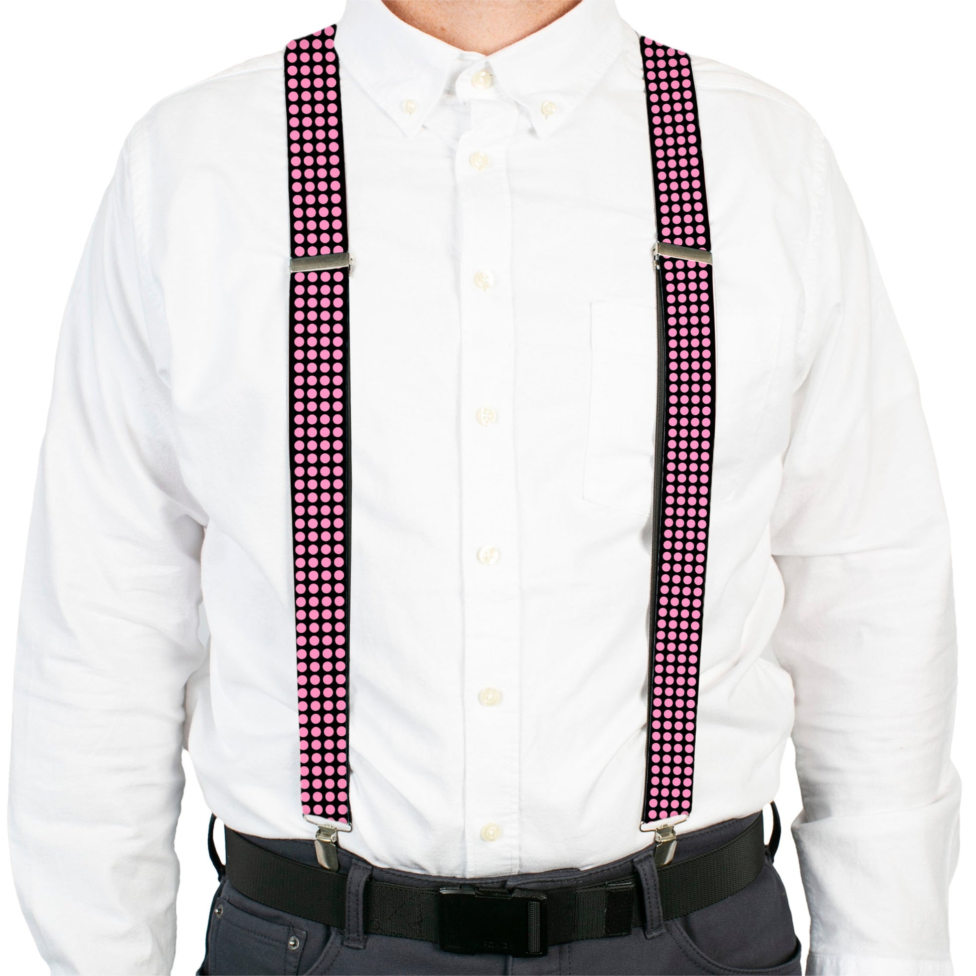 Suspenders - Mini Polka Dots Black/Pink Suspenders Buckle-Down