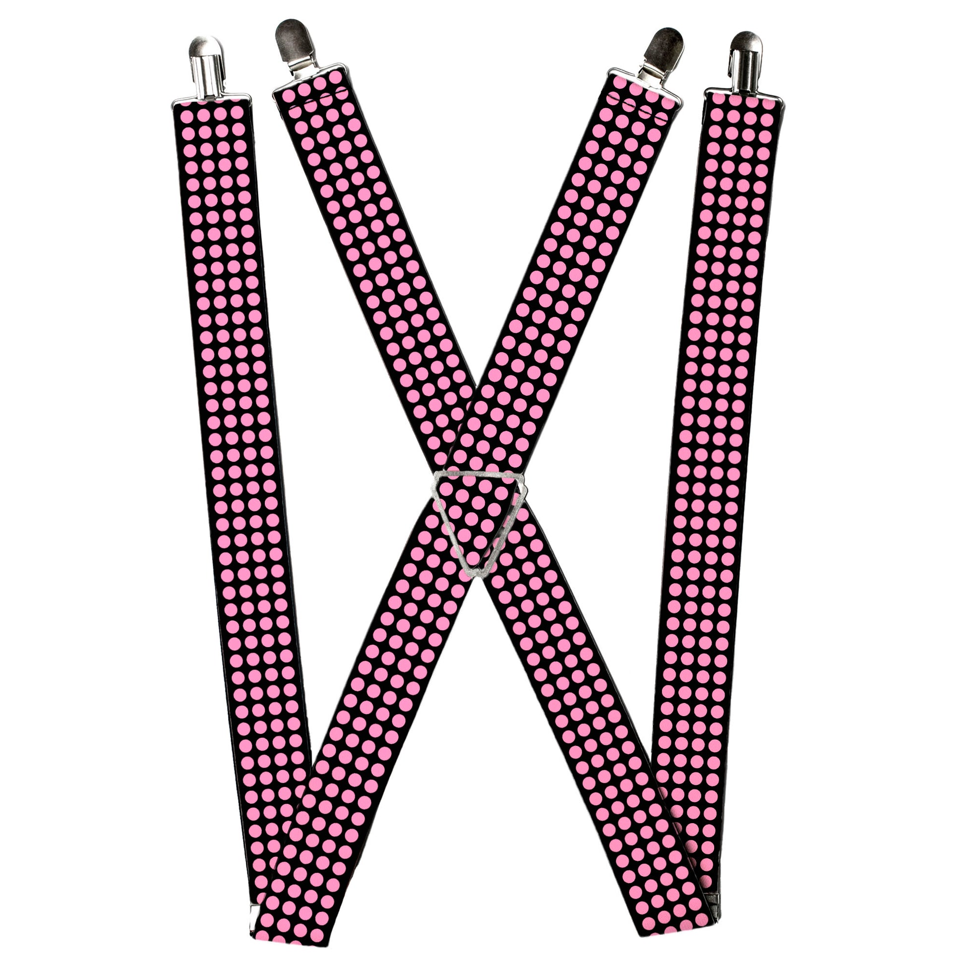 Suspenders - Mini Polka Dots Black/Pink Suspenders Buckle-Down
