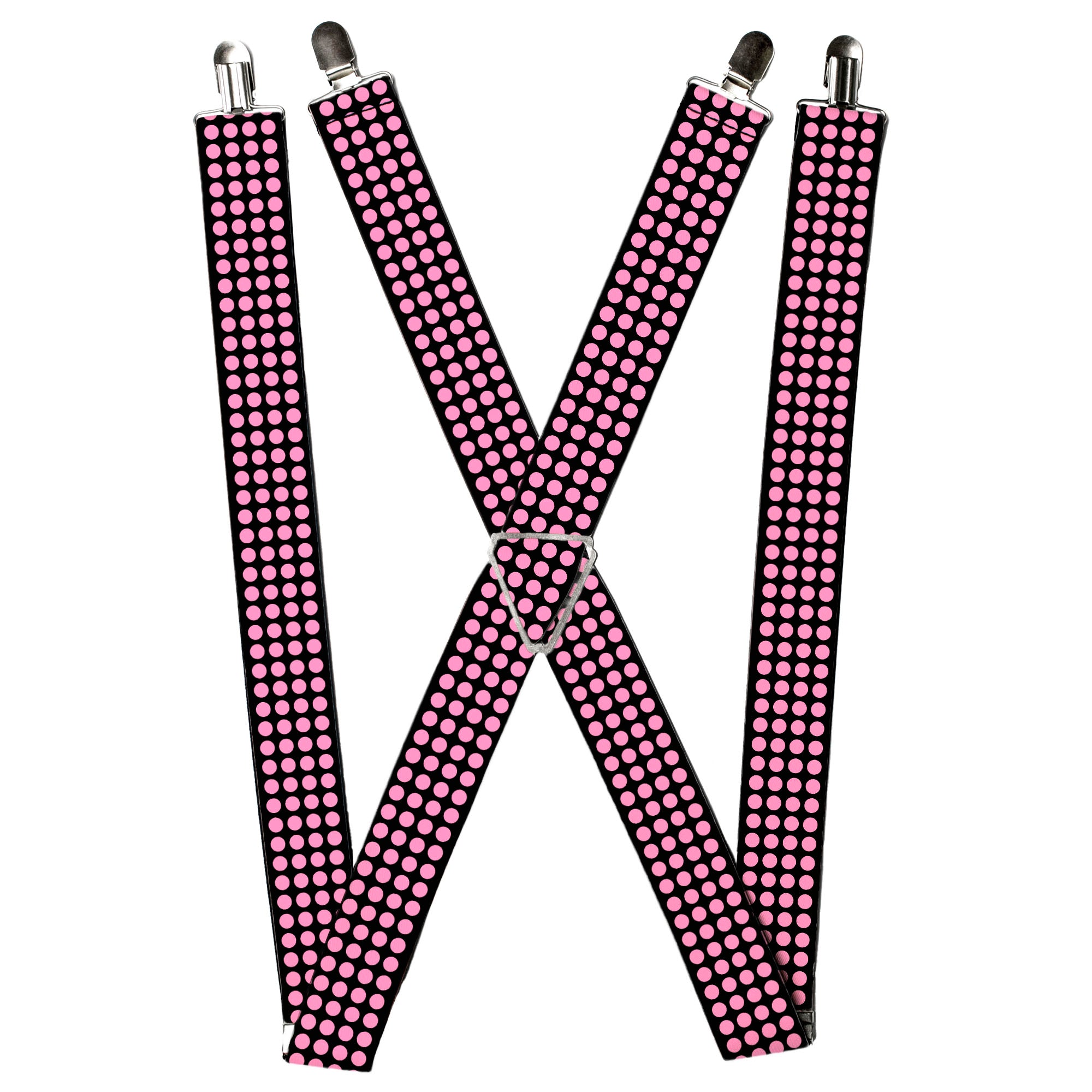 Suspenders - Mini Polka Dots Black/Pink Suspenders Buckle-Down