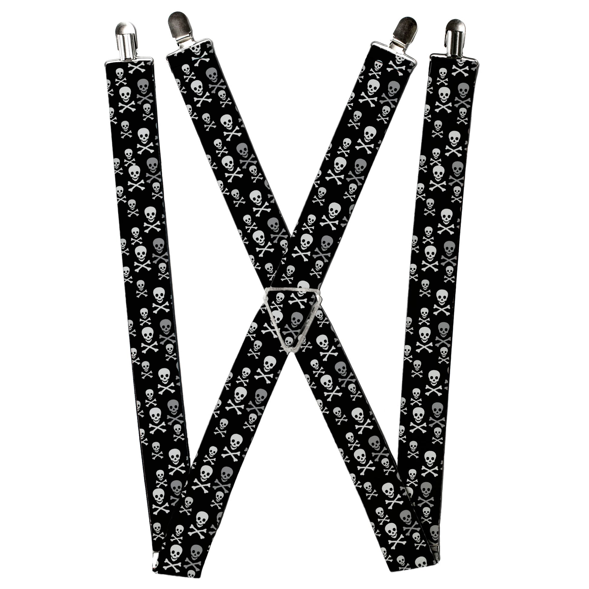 Suspenders - Multi Skull Black/Gray Suspenders Buckle-Down