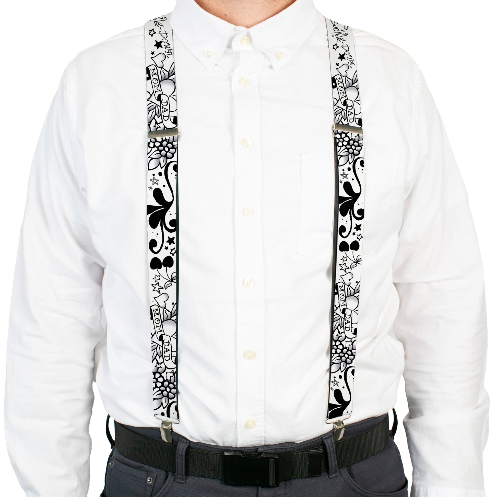 Suspenders - Mom & Dad Black/White Suspenders Buckle-Down