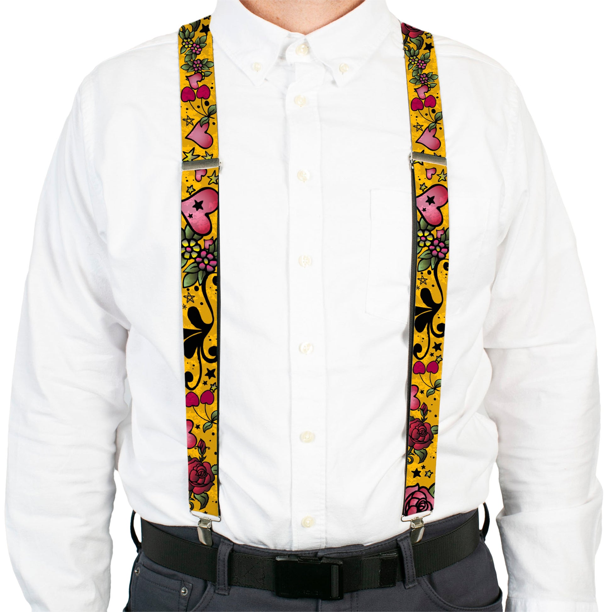 Suspenders - Mom & Dad CLOSE-UP Yellow Suspenders Buckle-Down