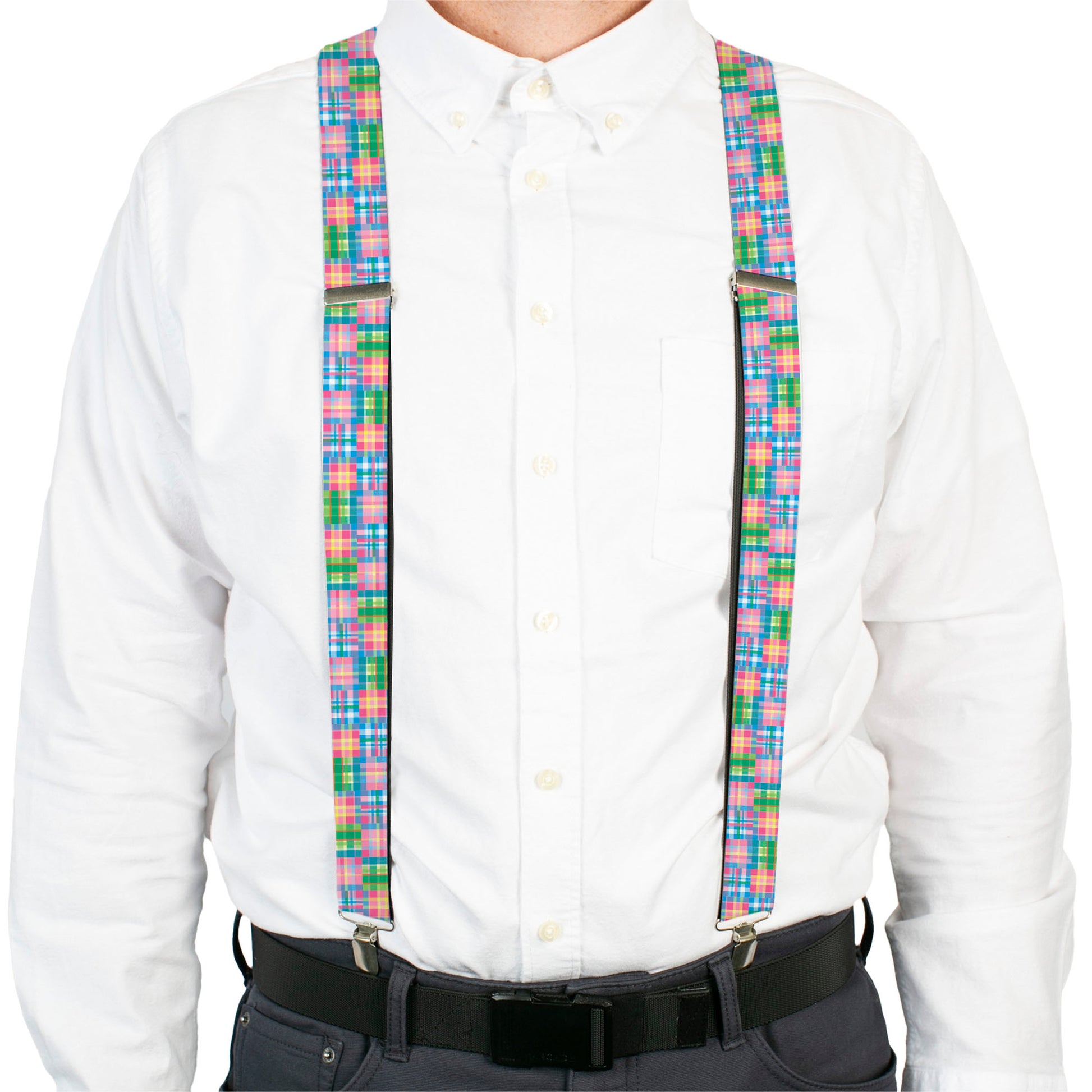 Suspenders - Madras Plaid Pink Suspenders Buckle-Down
