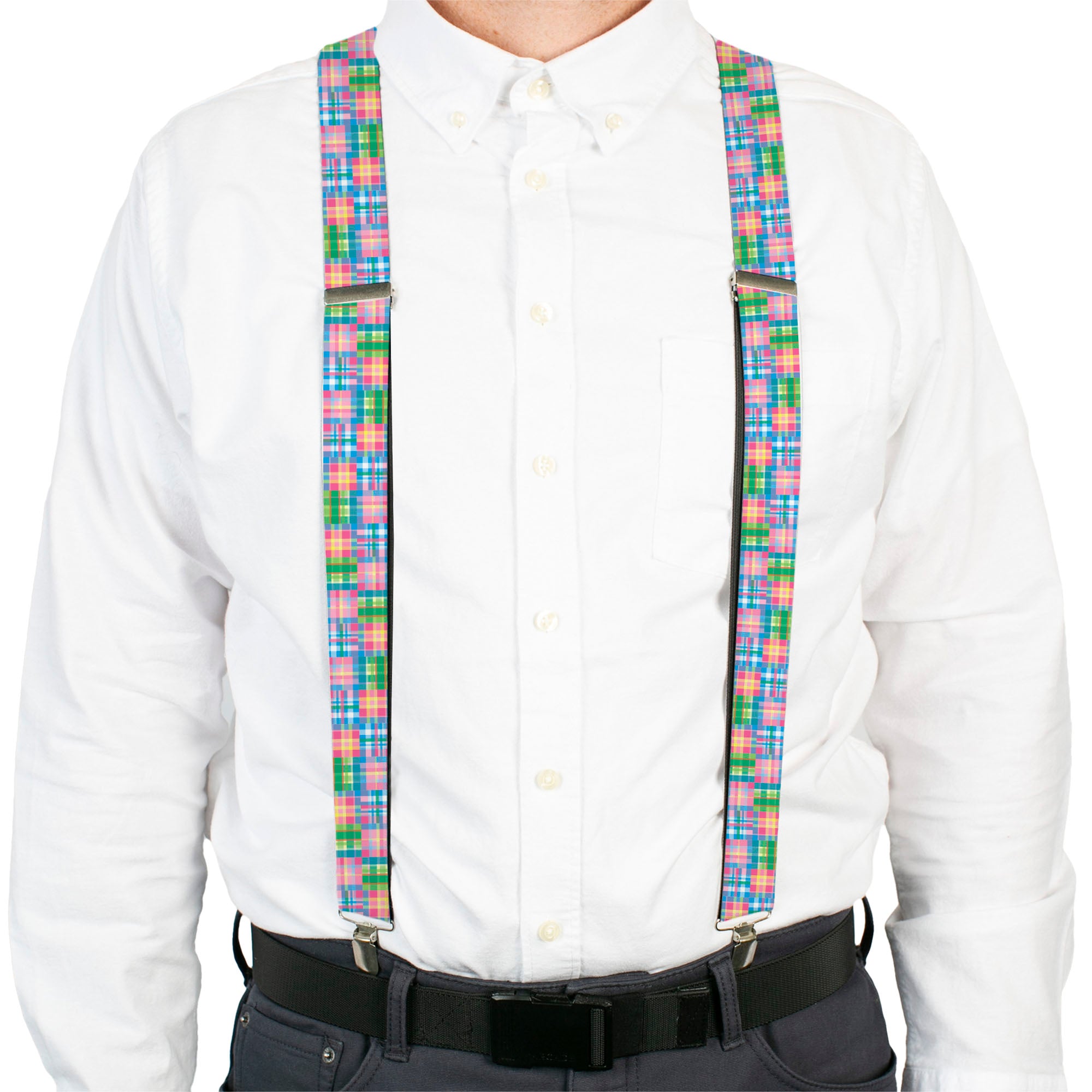Suspenders - Madras Plaid Pink Suspenders Buckle-Down