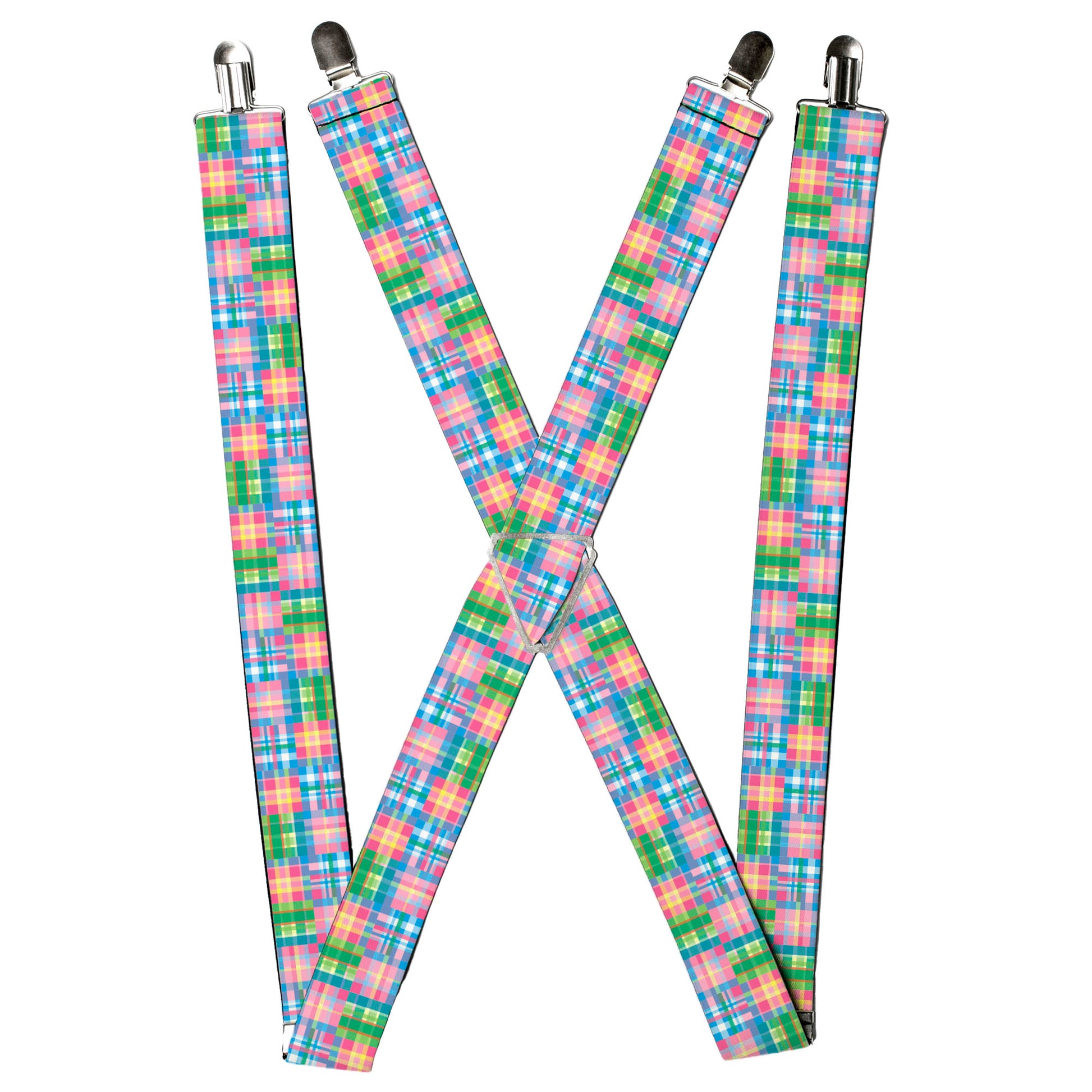 Suspenders - Madras Plaid Pink Suspenders Buckle-Down