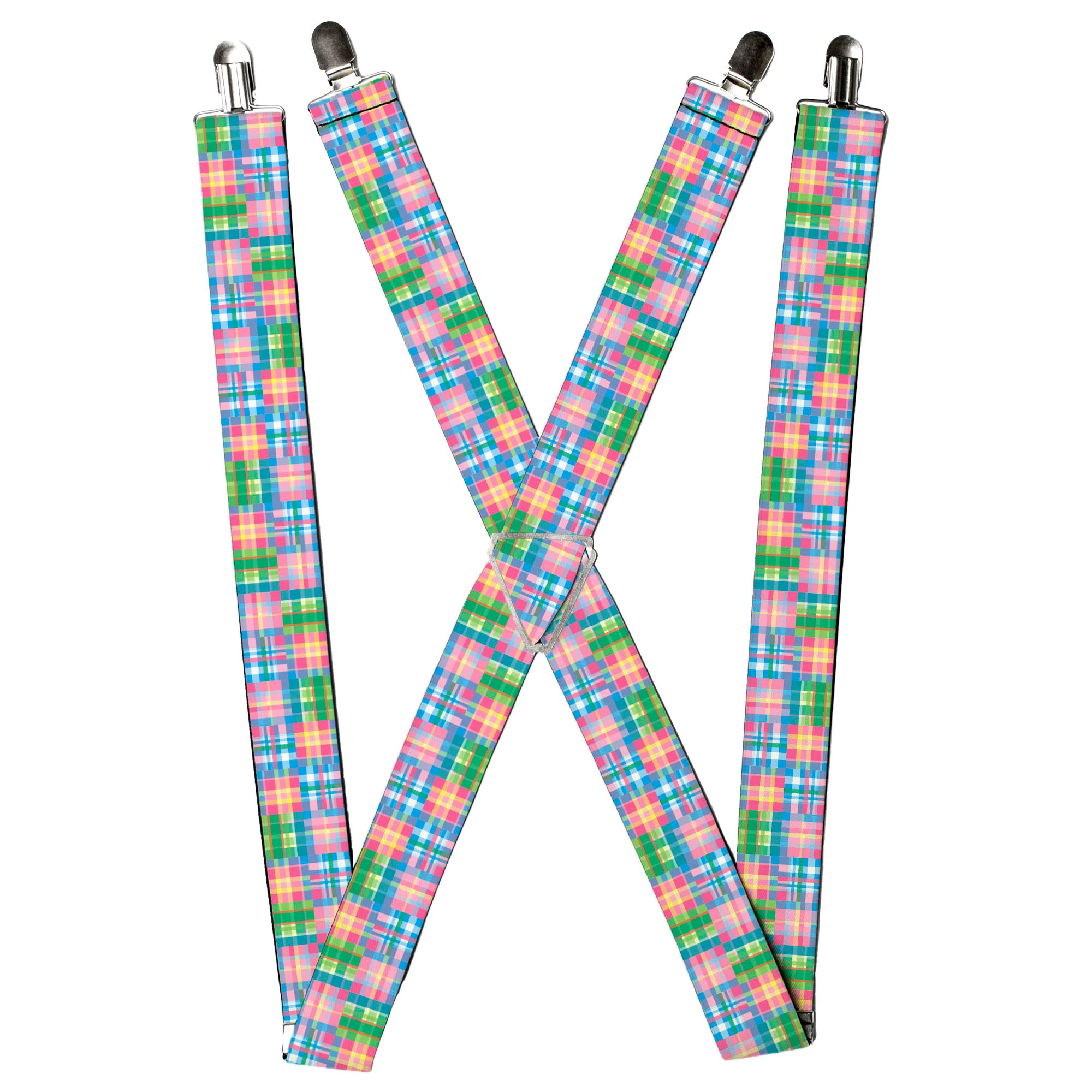 Suspenders - Madras Plaid Pink Suspenders Buckle-Down