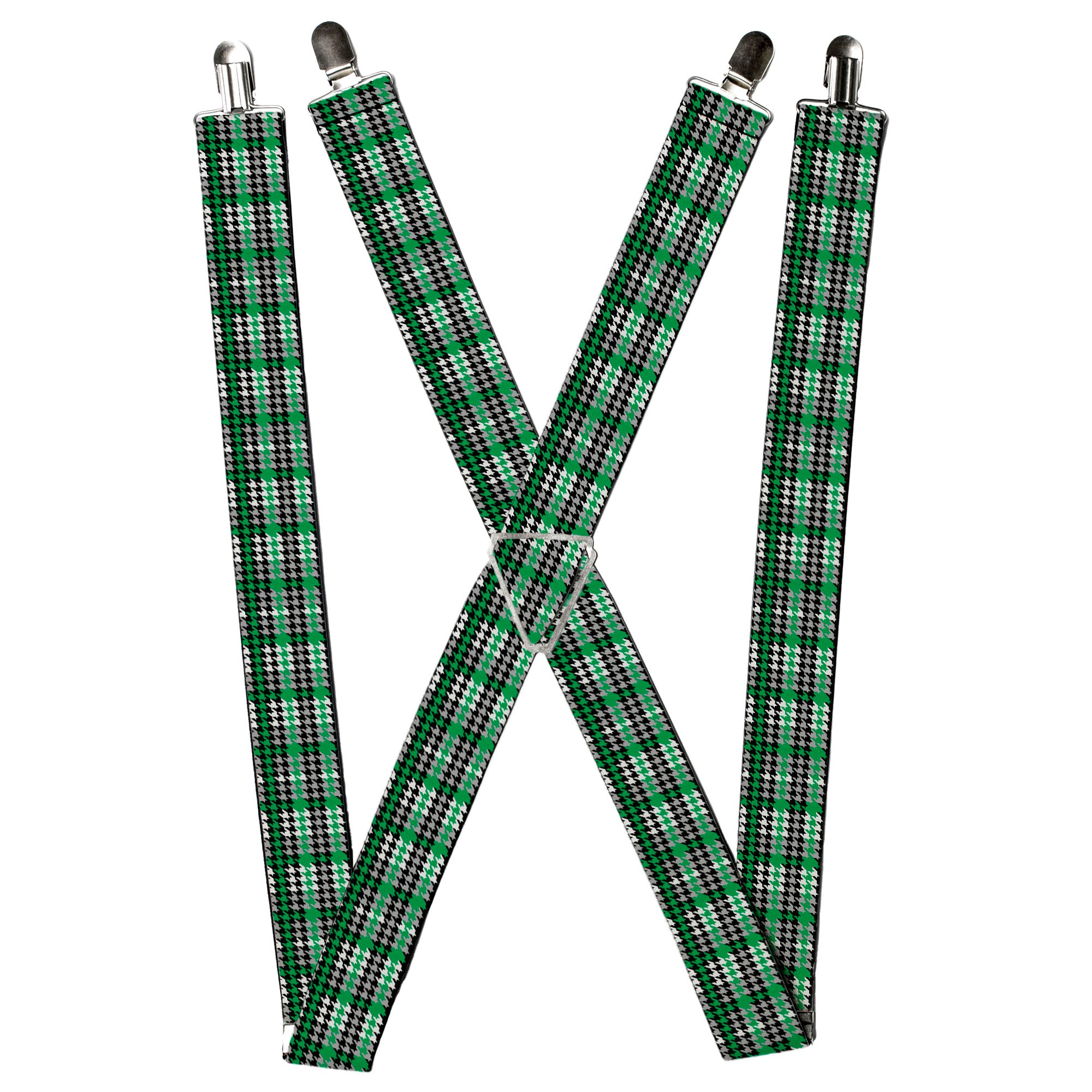 Suspenders - Mini Houndstooth Green/Black/Gray Suspenders Buckle-Down
