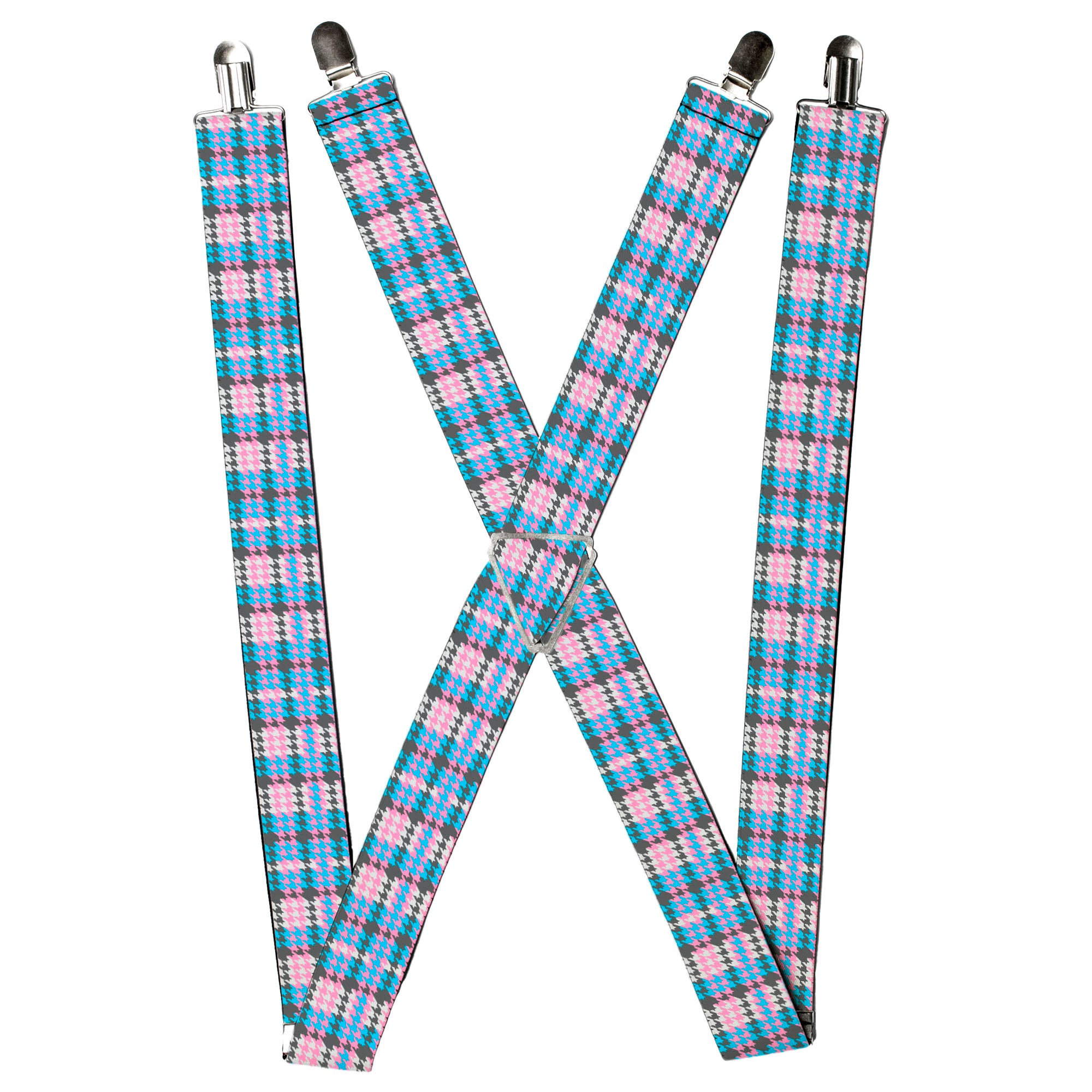 Suspenders - Mini Houndstooth Gray/Baby Blue/Pink Suspenders Buckle-Down