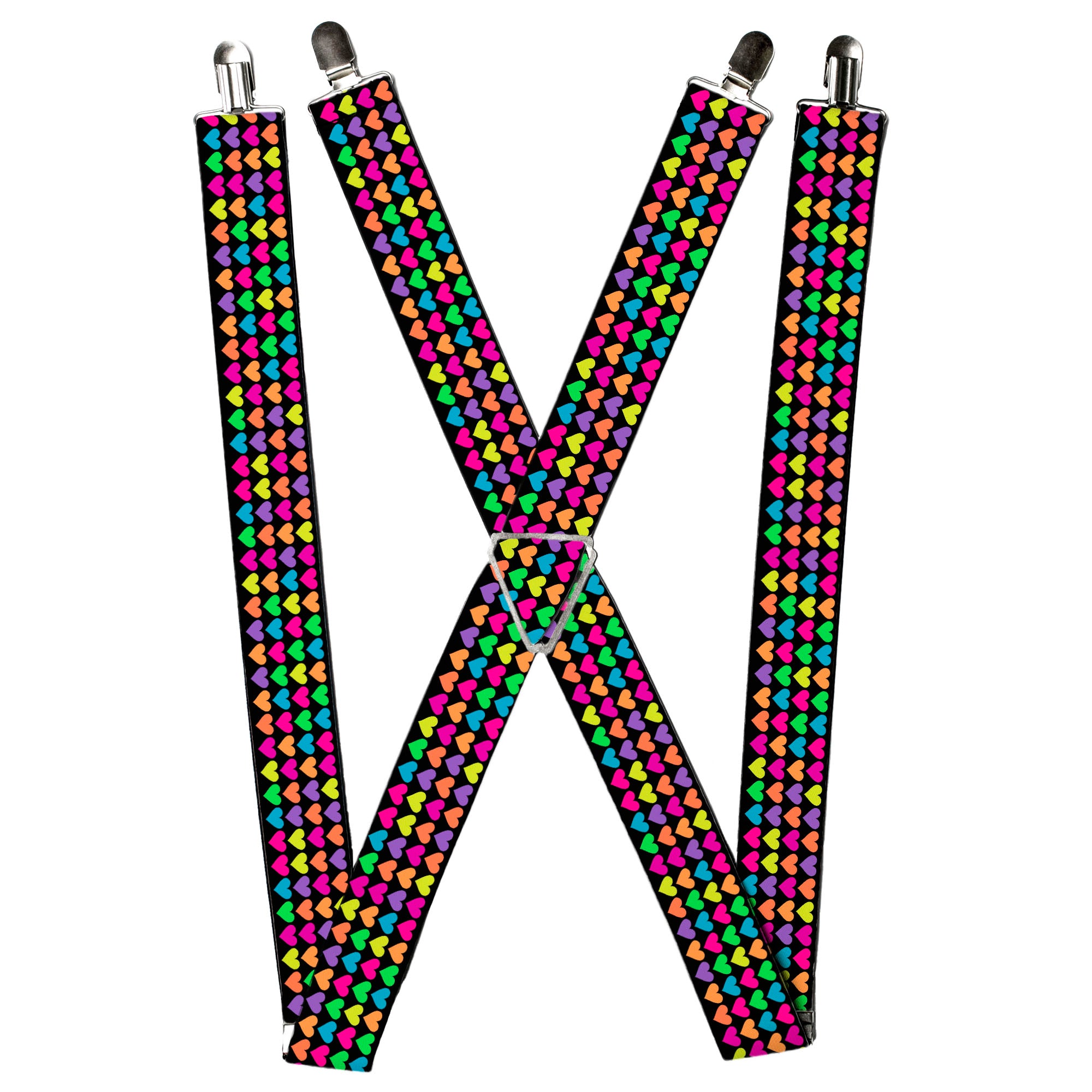 Suspenders - Mini Hearts Black/Multi Neon Suspenders Buckle-Down