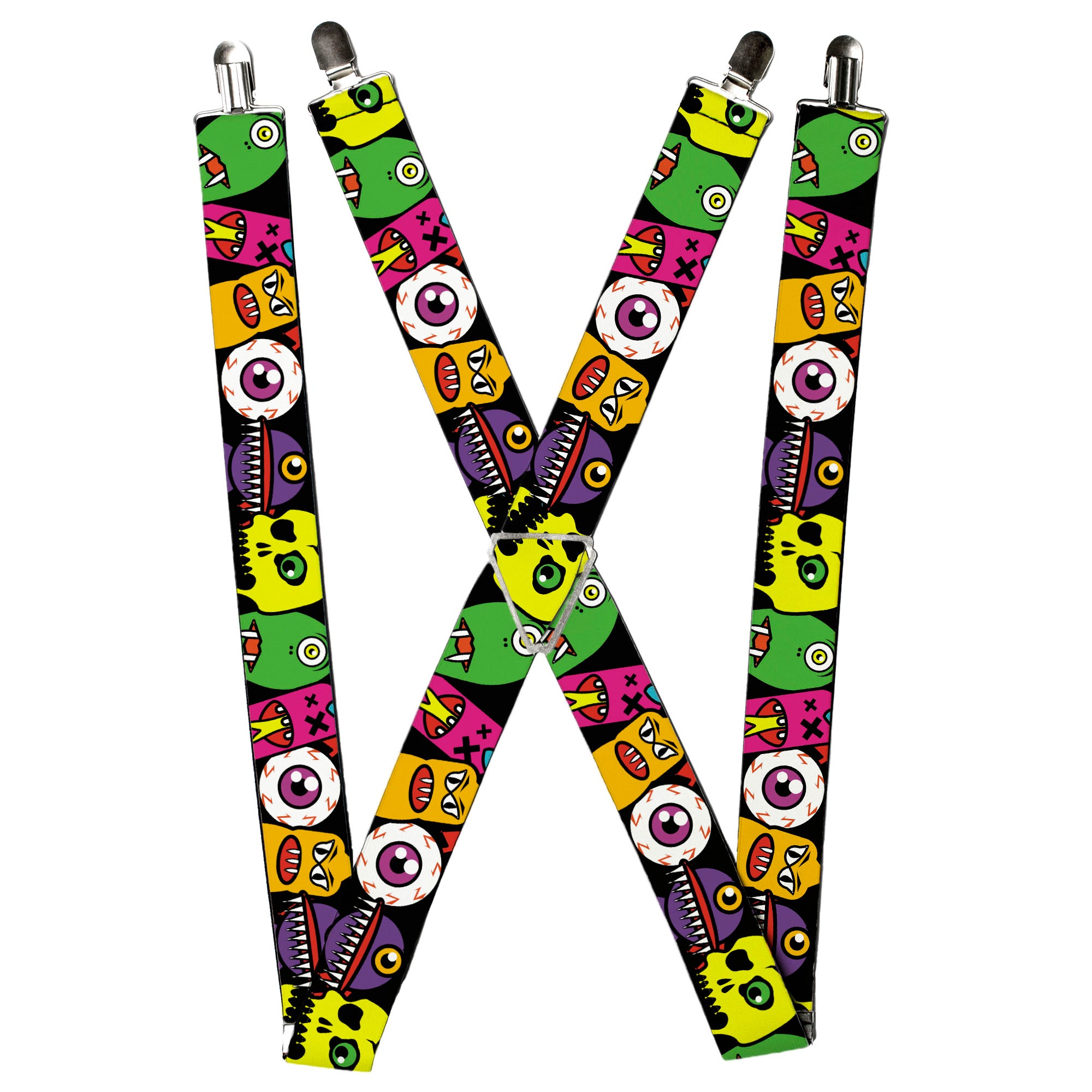 Suspenders - Monsters CLOSE-UP Black Suspenders Buckle-Down