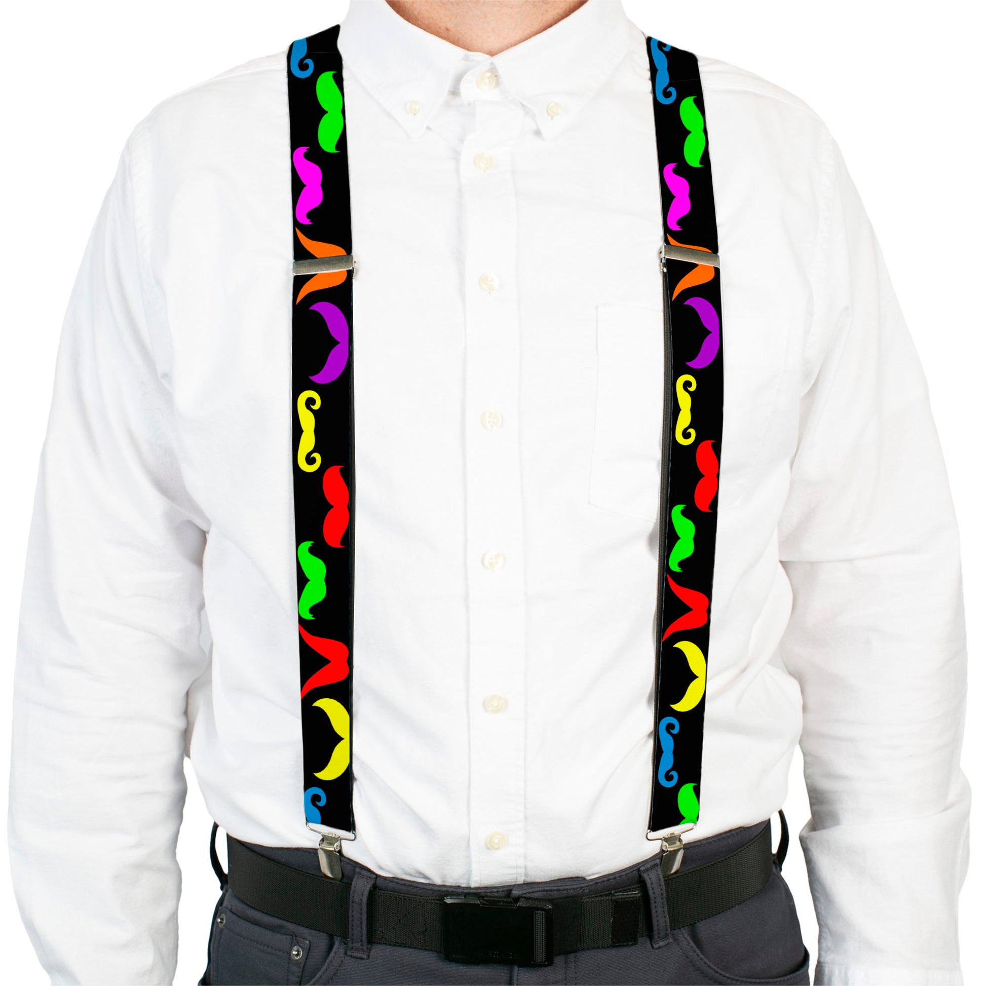 Suspenders - Mustaches Black/Multi Color Suspenders Buckle-Down