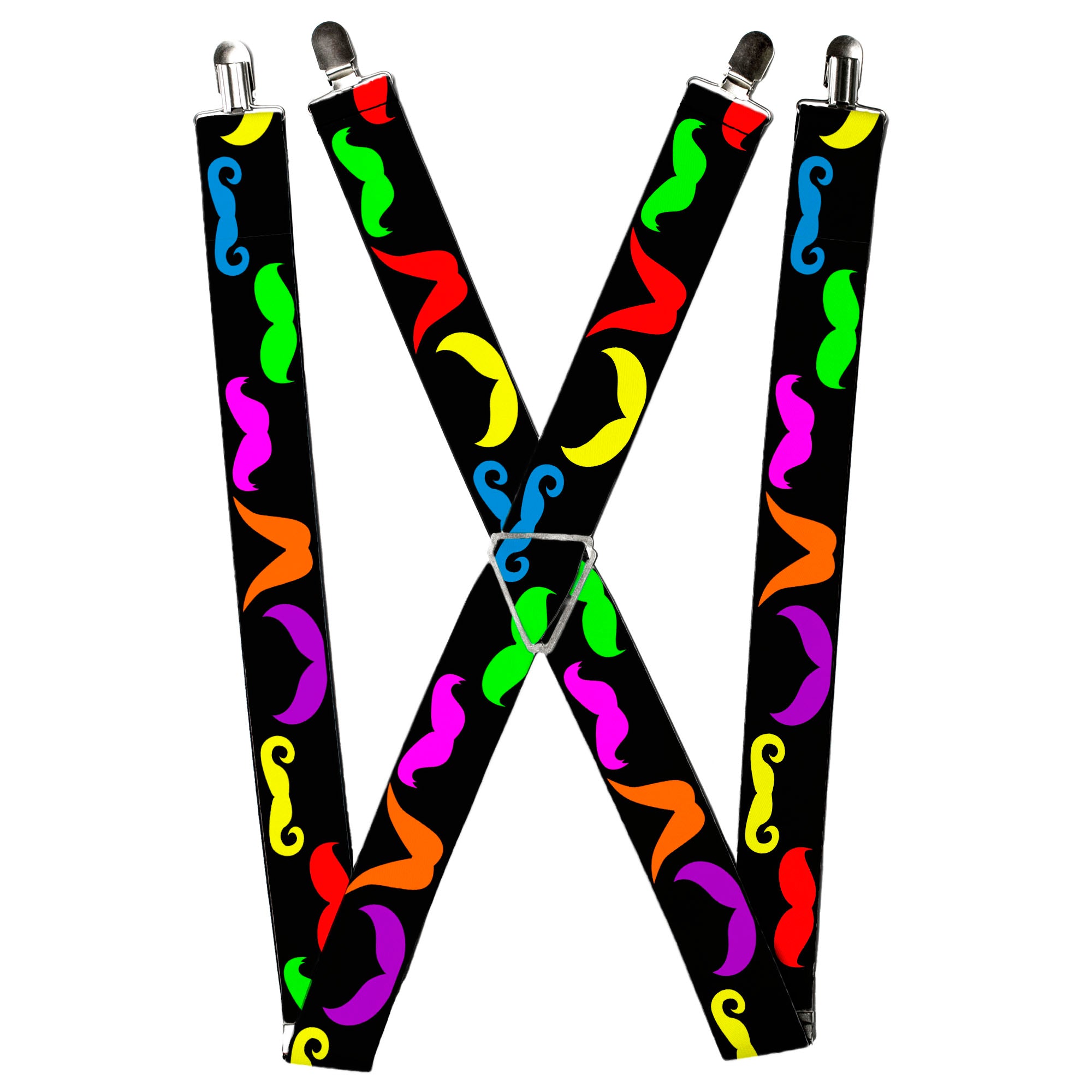 Suspenders - Mustaches Black/Multi Color Suspenders Buckle-Down