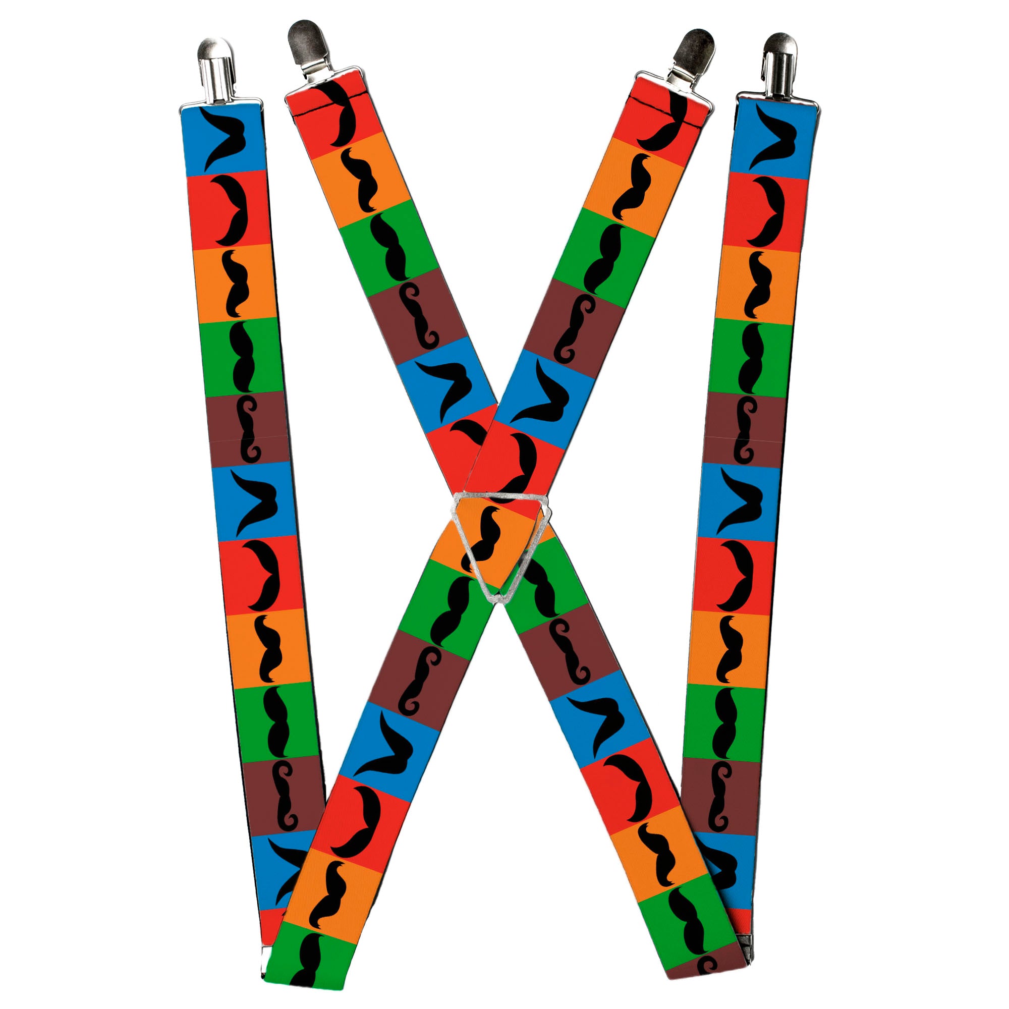 Suspenders - Mustaches Multi Color Blocks/Black Suspenders Buckle-Down