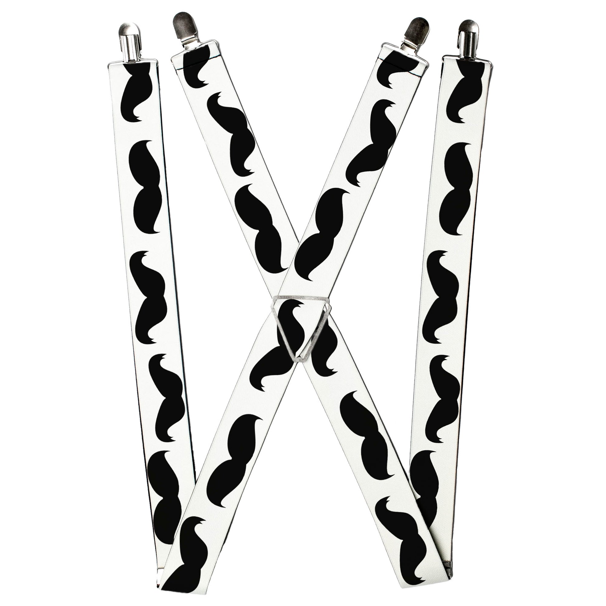 Suspenders - Mustaches White/Black Suspenders Buckle-Down
