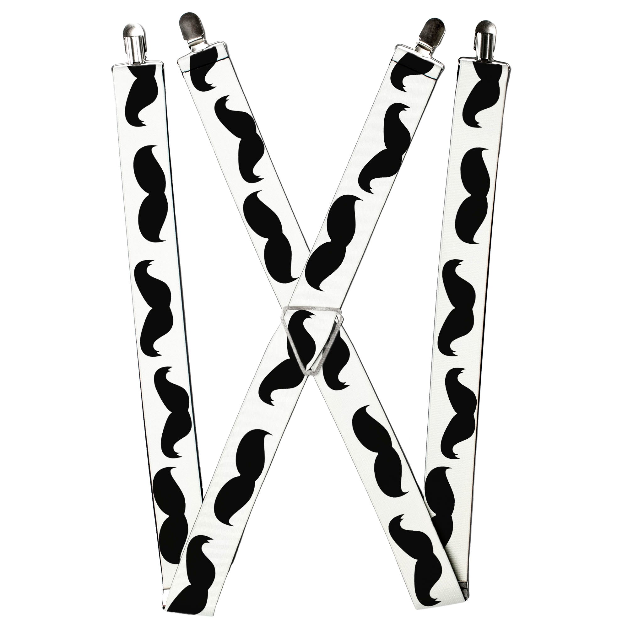 Suspenders - Mustaches White/Black Suspenders Buckle-Down