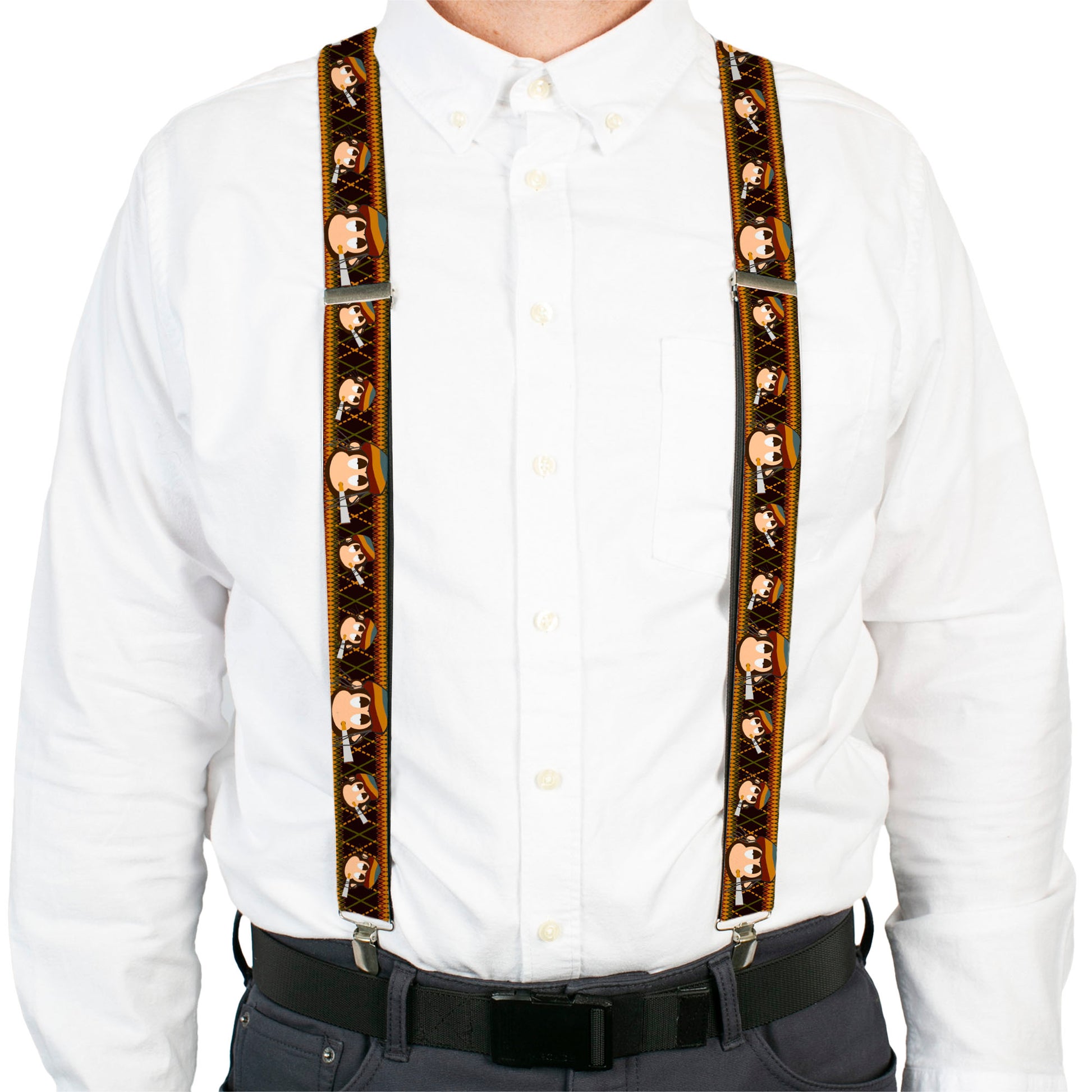 Suspenders - Multi Smoking Monkey Argyle Brown Suspenders Buckle-Down
