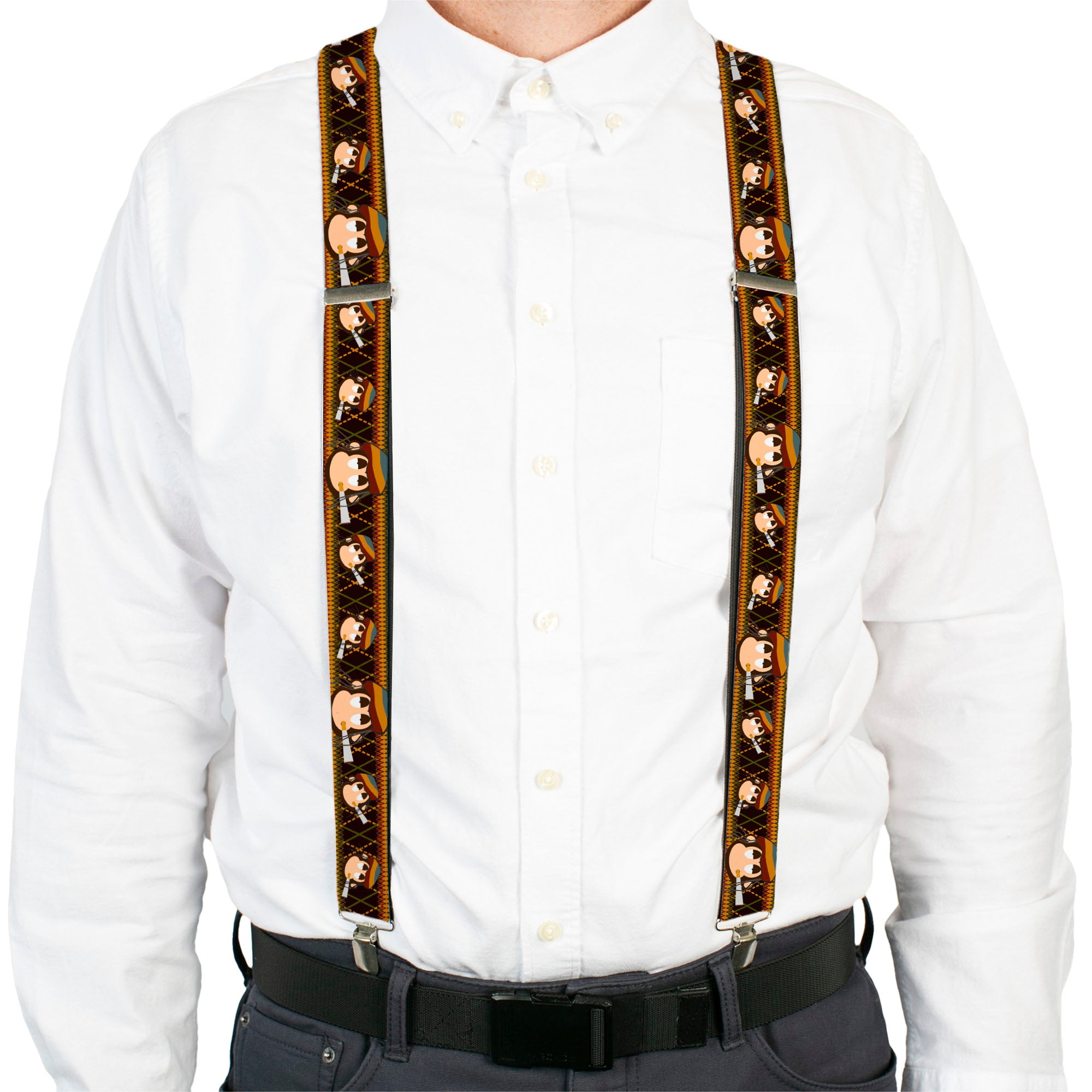 Suspenders - Multi Smoking Monkey Argyle Brown Suspenders Buckle-Down