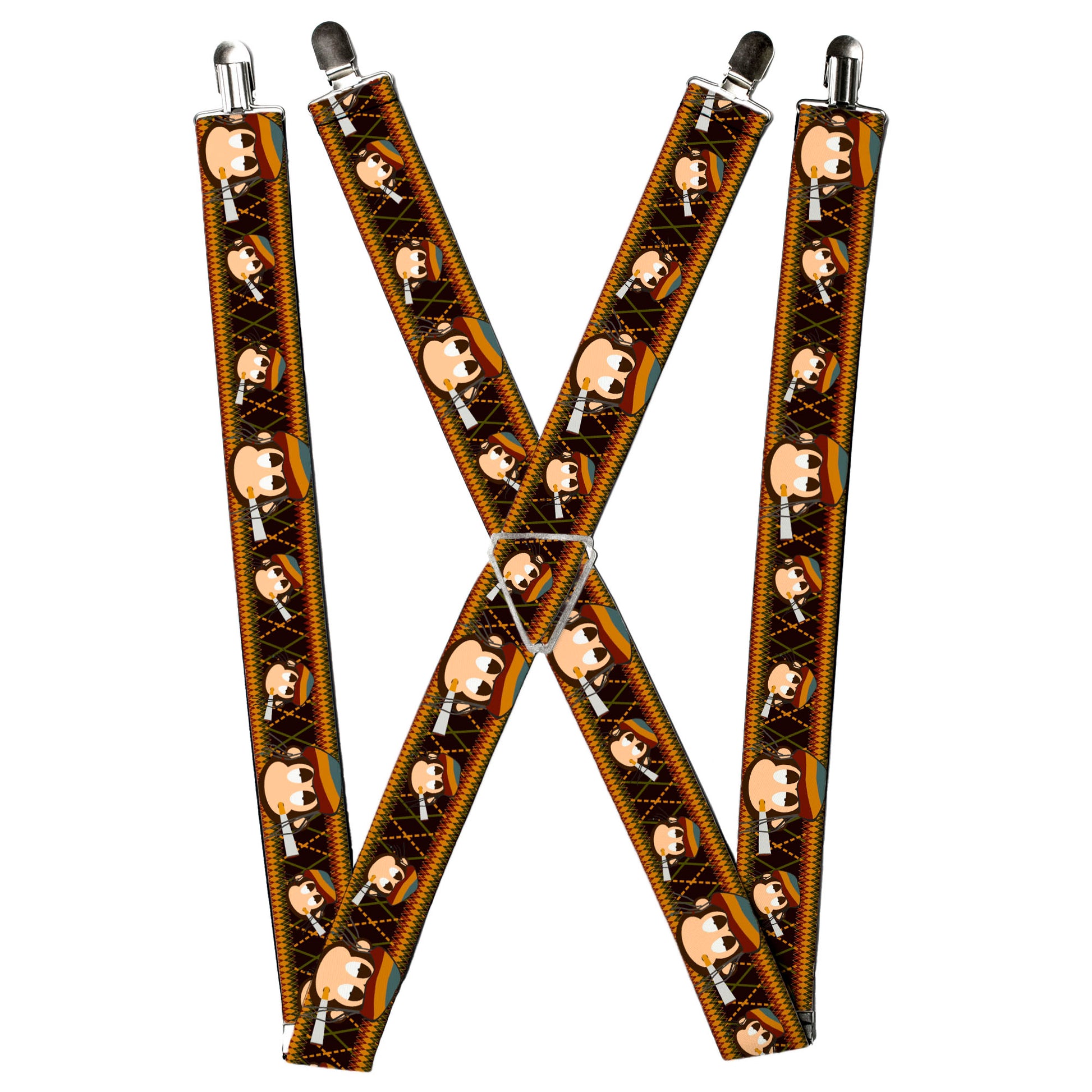 Suspenders - Multi Smoking Monkey Argyle Brown Suspenders Buckle-Down