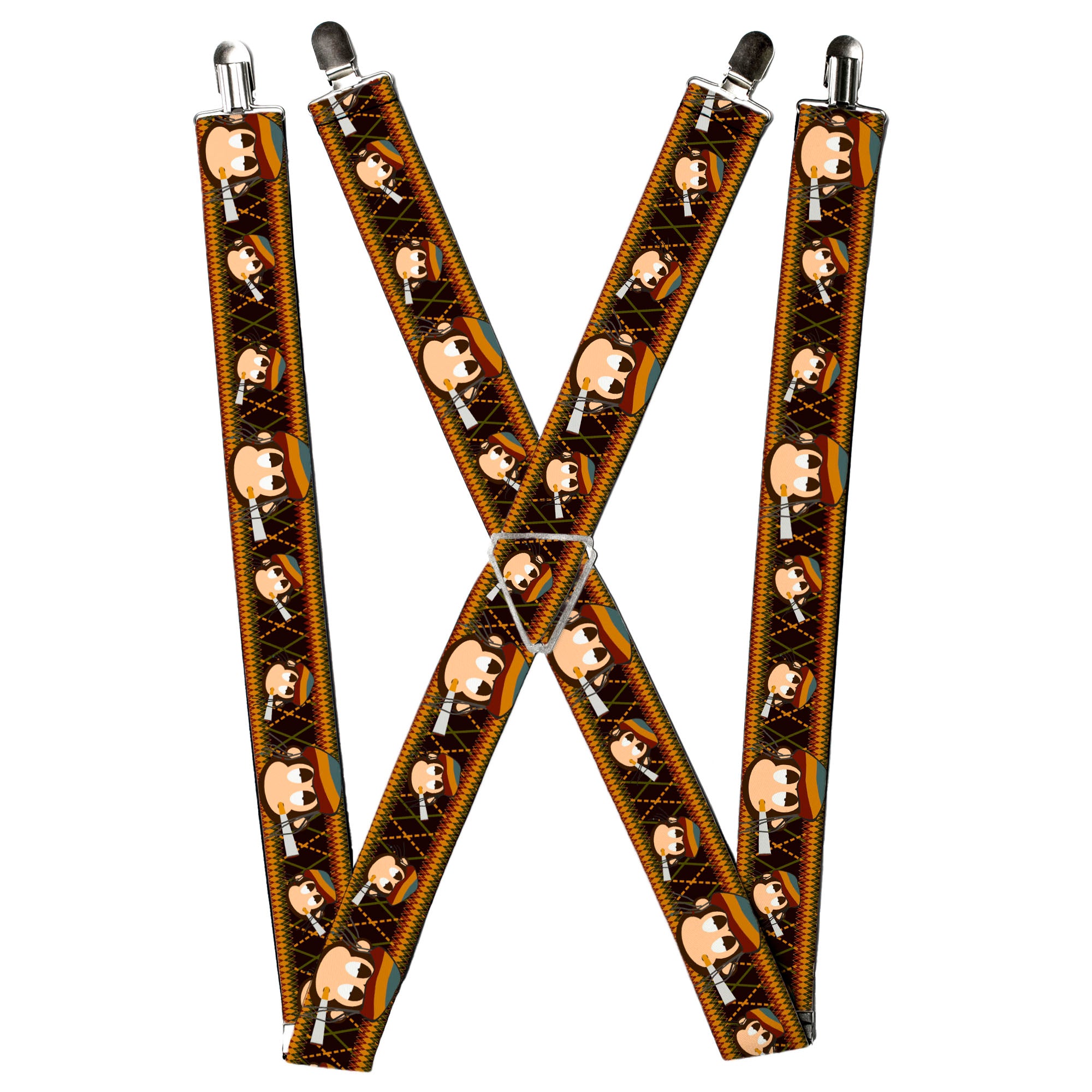 Suspenders - Multi Smoking Monkey Argyle Brown Suspenders Buckle-Down