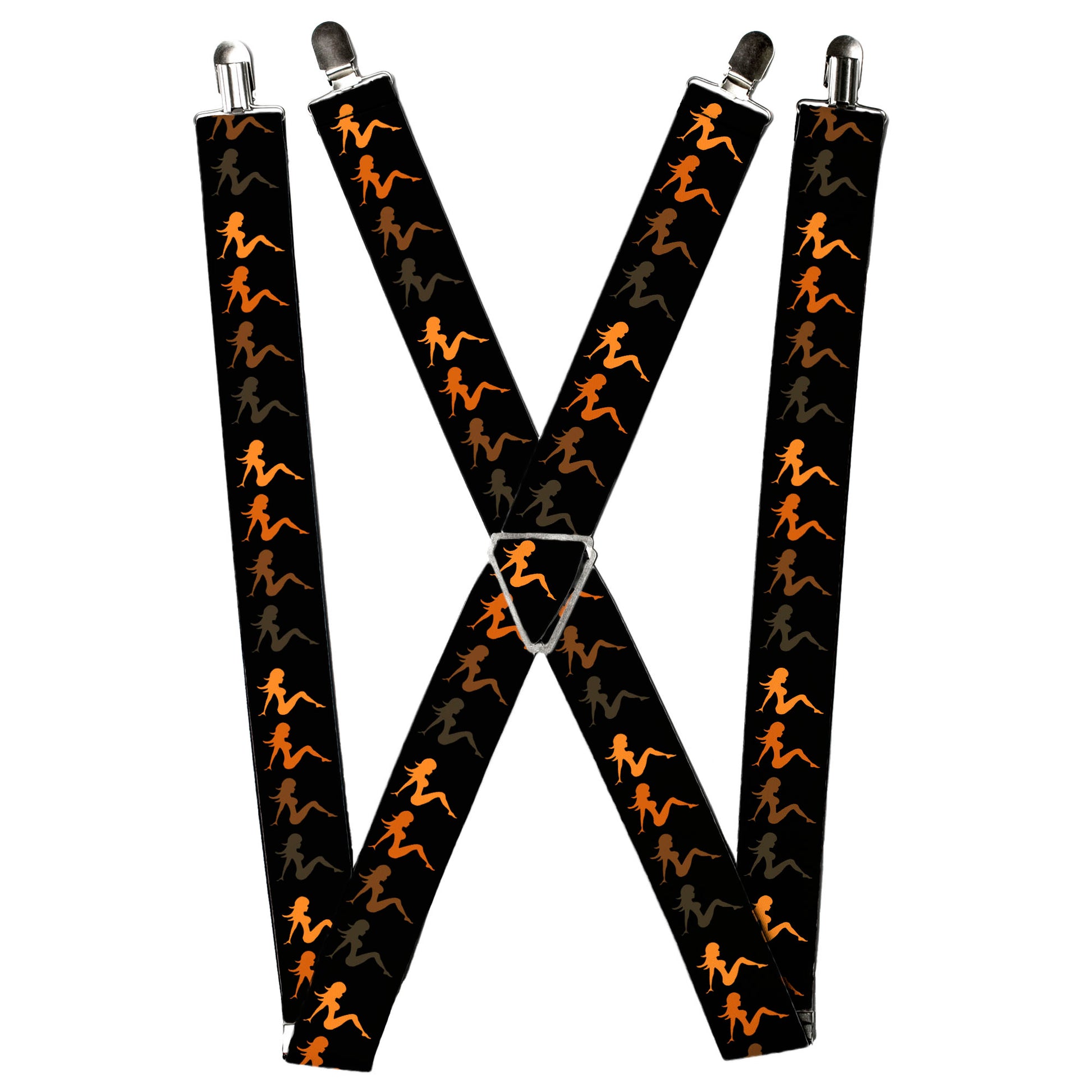 Suspenders - Mud Flap Girl Repeat Black/Orange Fade Suspenders Buckle-Down