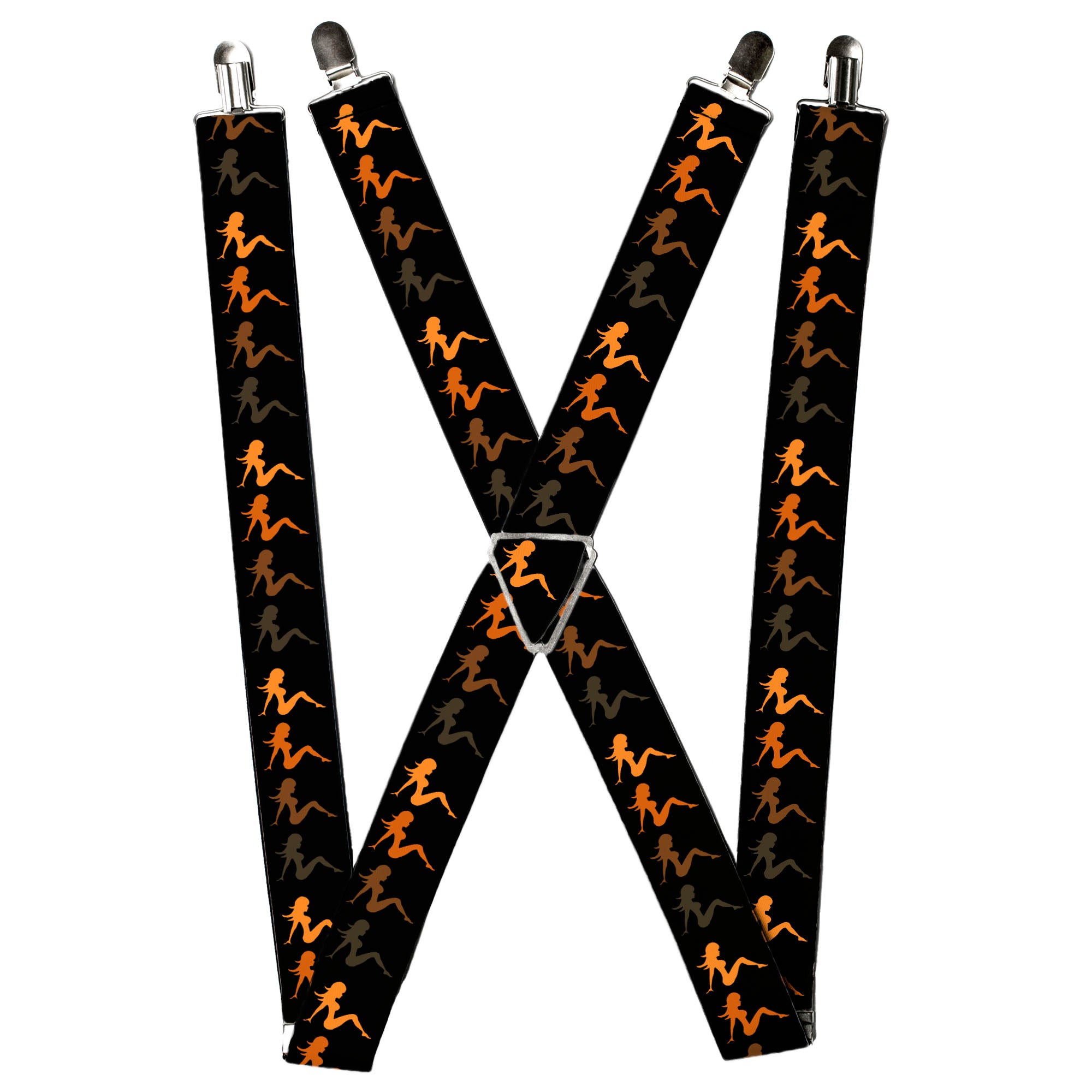 Suspenders - Mud Flap Girl Repeat Black/Orange Fade Suspenders Buckle-Down