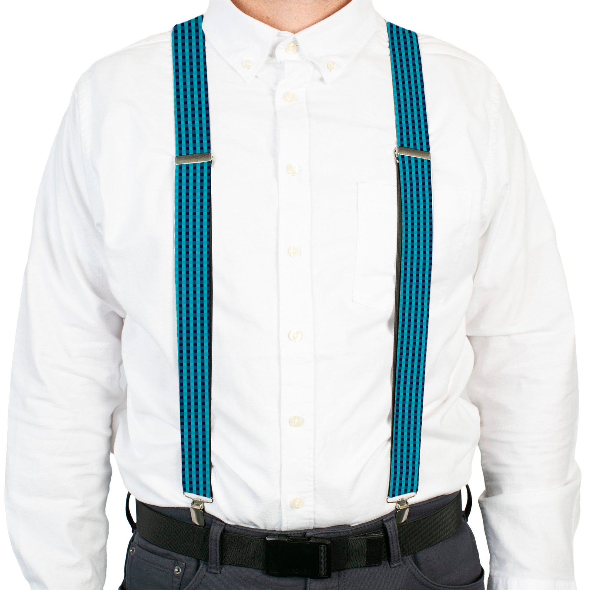 Suspenders - Mini Buffalo Plaid Navy/Blue Suspenders Buckle-Down