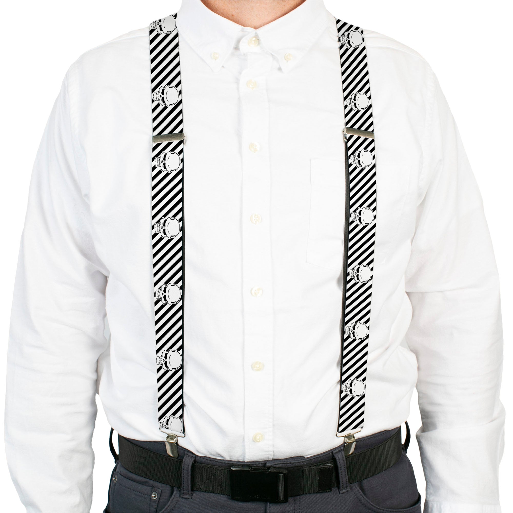 Suspenders - Metal Skull Black/White Suspenders Buckle-Down