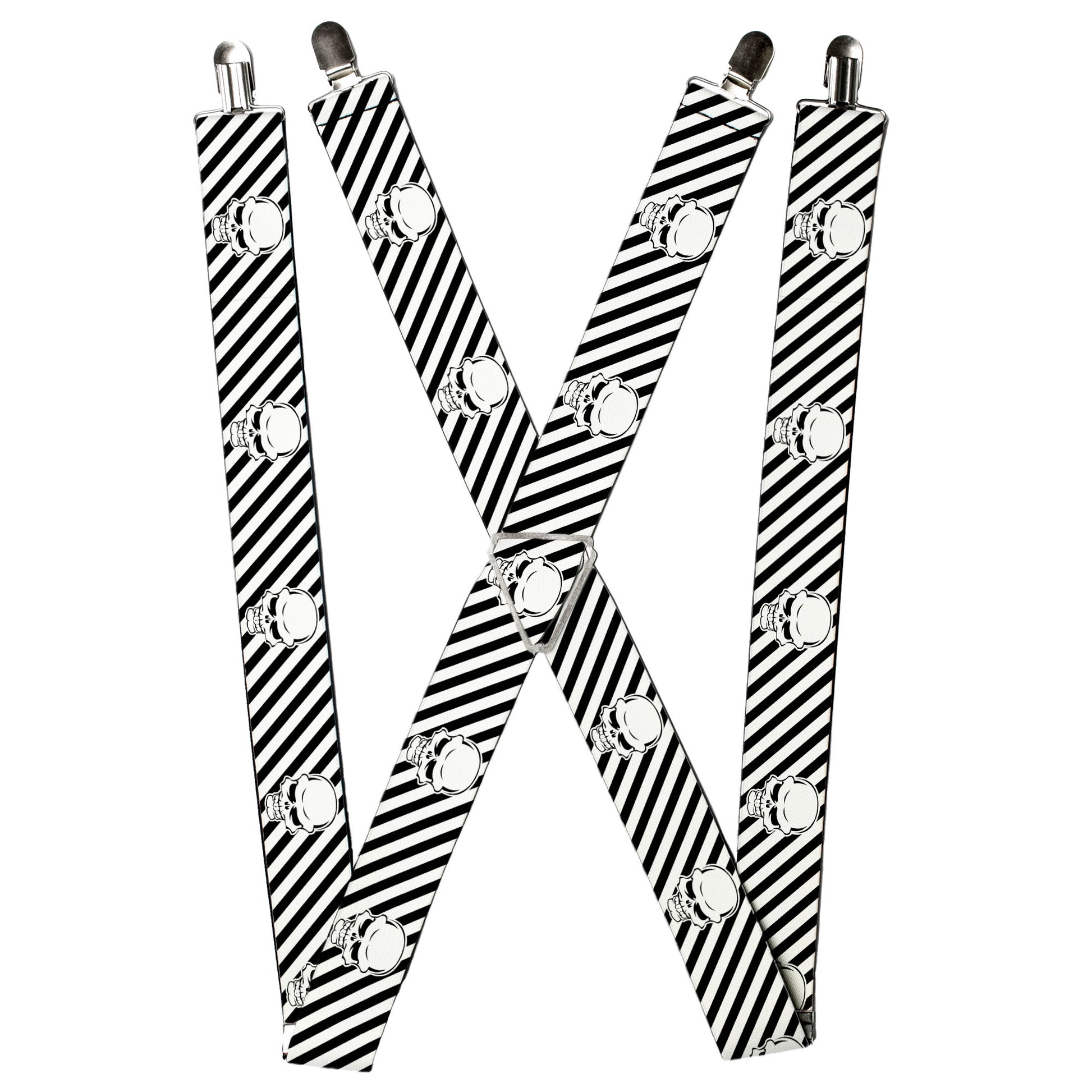 Suspenders - Metal Skull Black/White Suspenders Buckle-Down