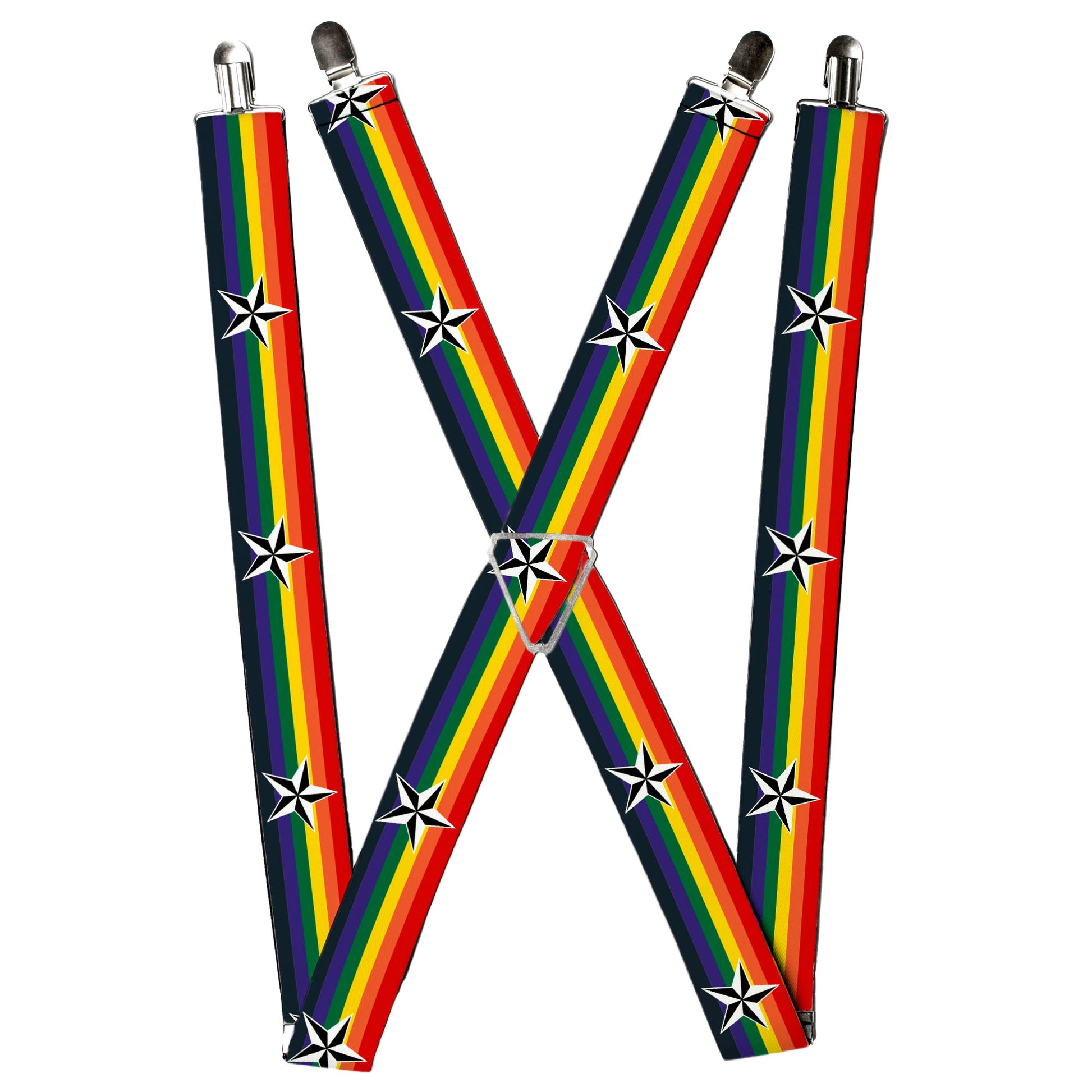 Suspenders - Nautical Star Rainbow/White/Black Suspenders Buckle-Down