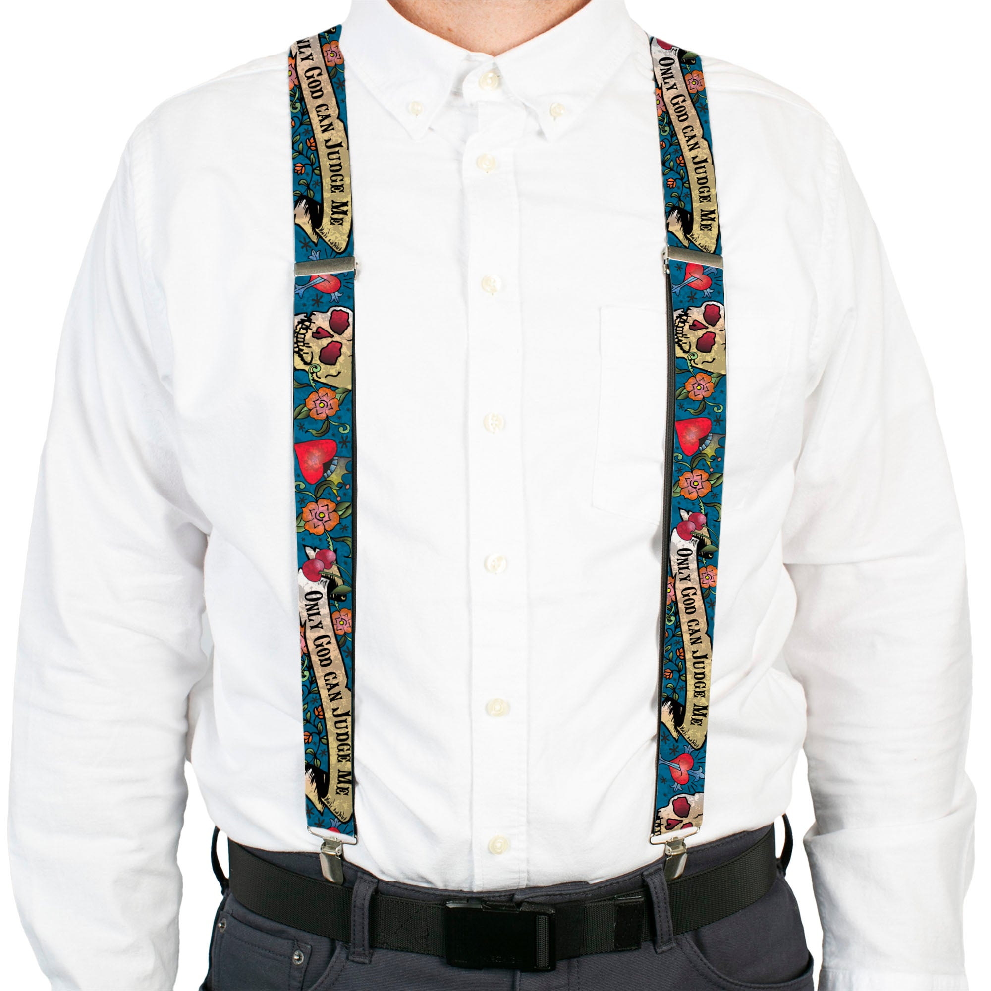 Suspenders - Only God Can Judge Me Blue