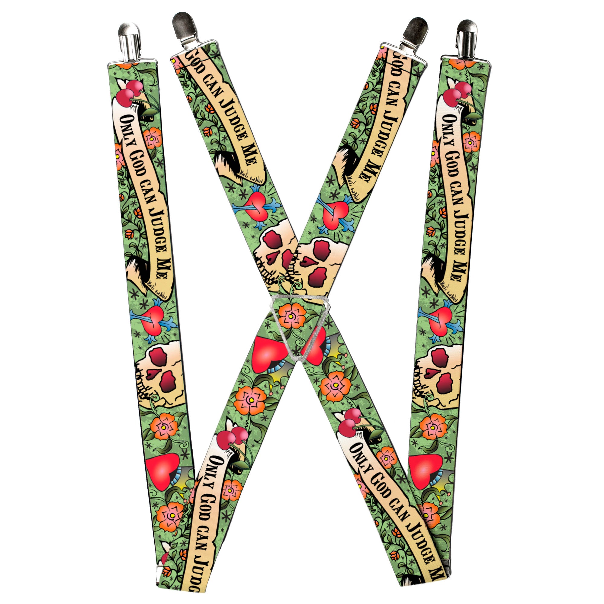 Suspenders - Only God Can Judge Me Green