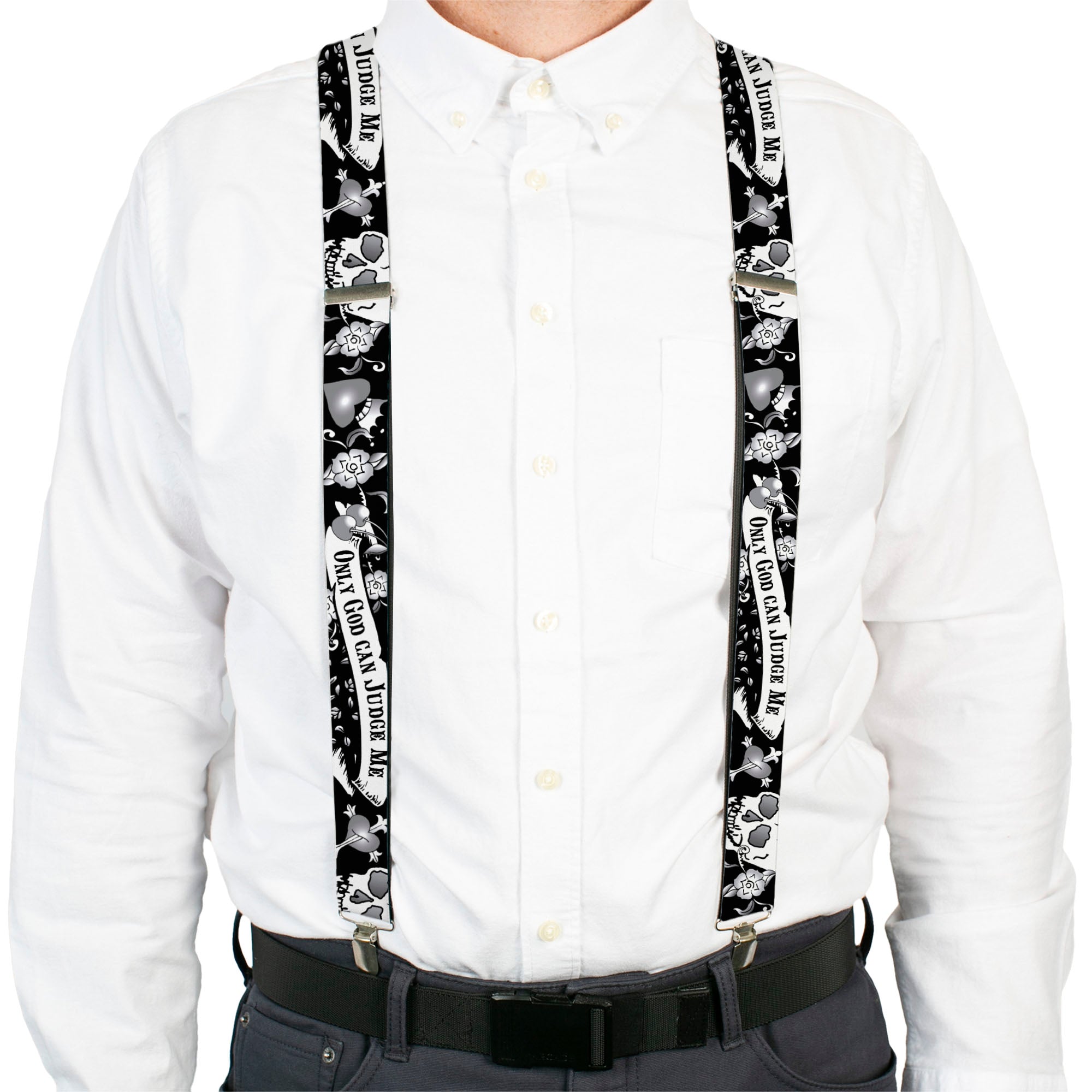 Suspenders - Only God Can Judge Me Black/White
