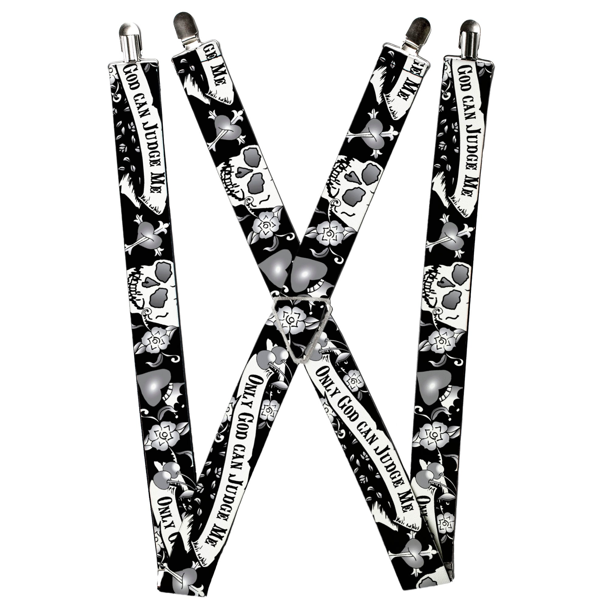 Suspenders - Only God Can Judge Me Black/White