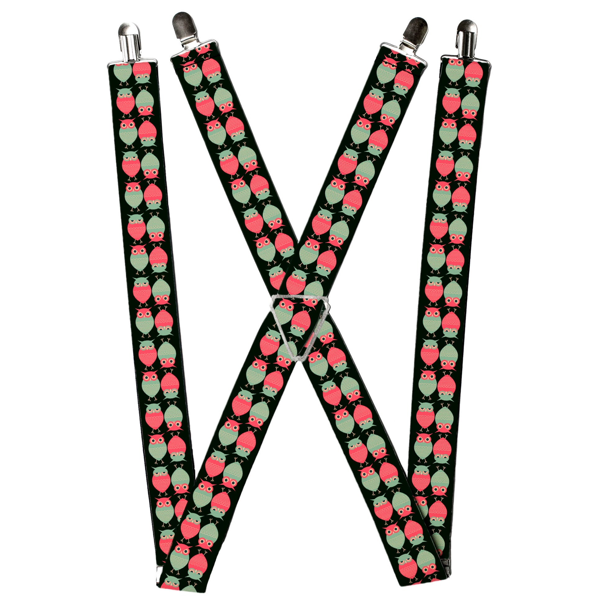 Suspenders - Owls Flip Black/Mauve/Sage Suspenders Buckle-Down