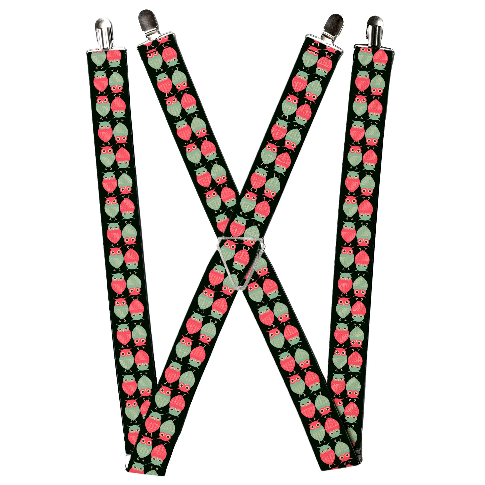 Suspenders - Owls Flip Black/Mauve/Sage Suspenders Buckle-Down