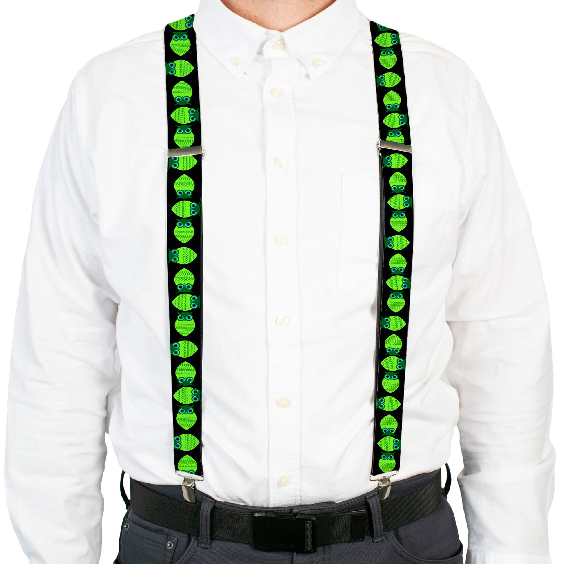 Suspenders - Owls Spin Black/Green Suspenders Buckle-Down