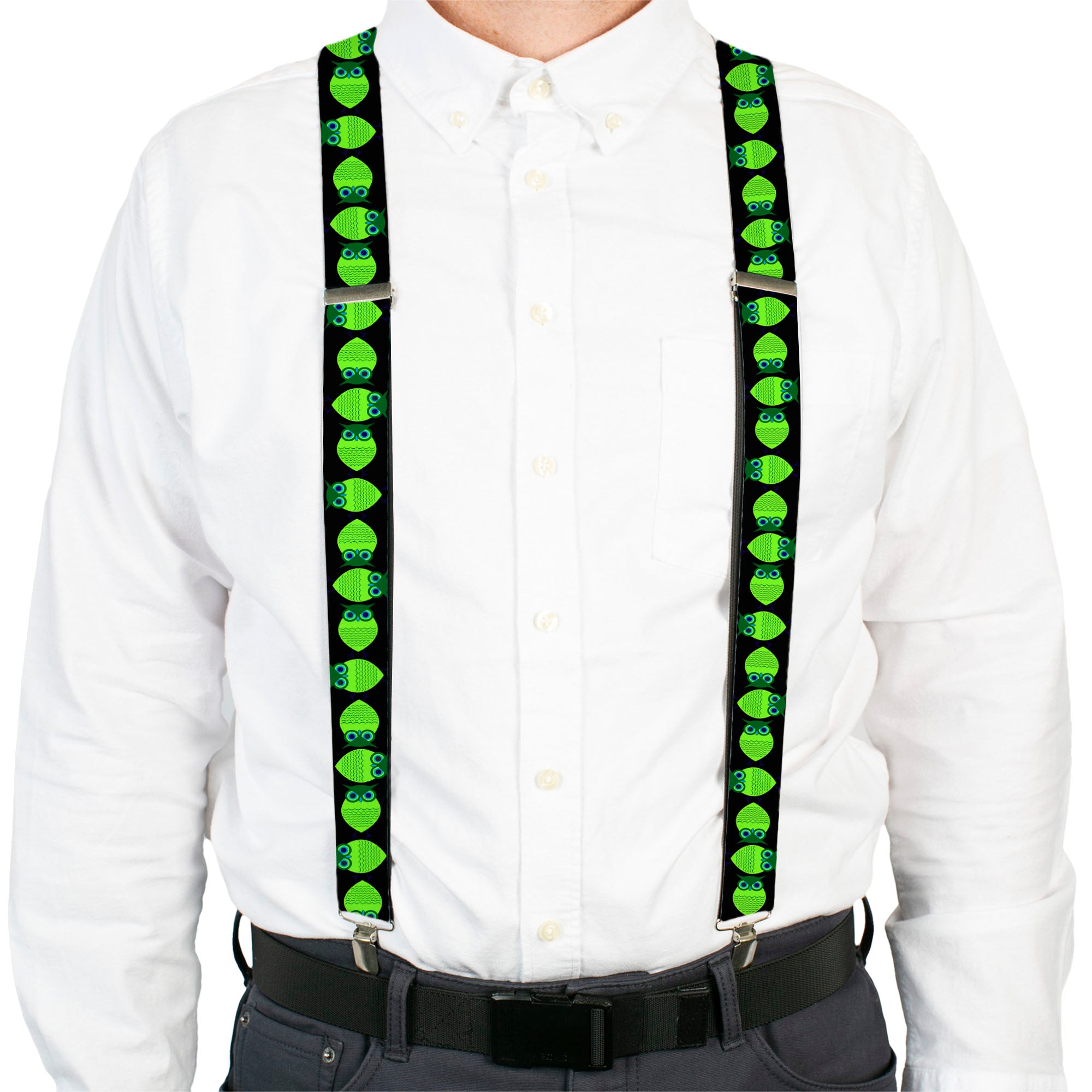 Suspenders - Owls Spin Black/Green Suspenders Buckle-Down