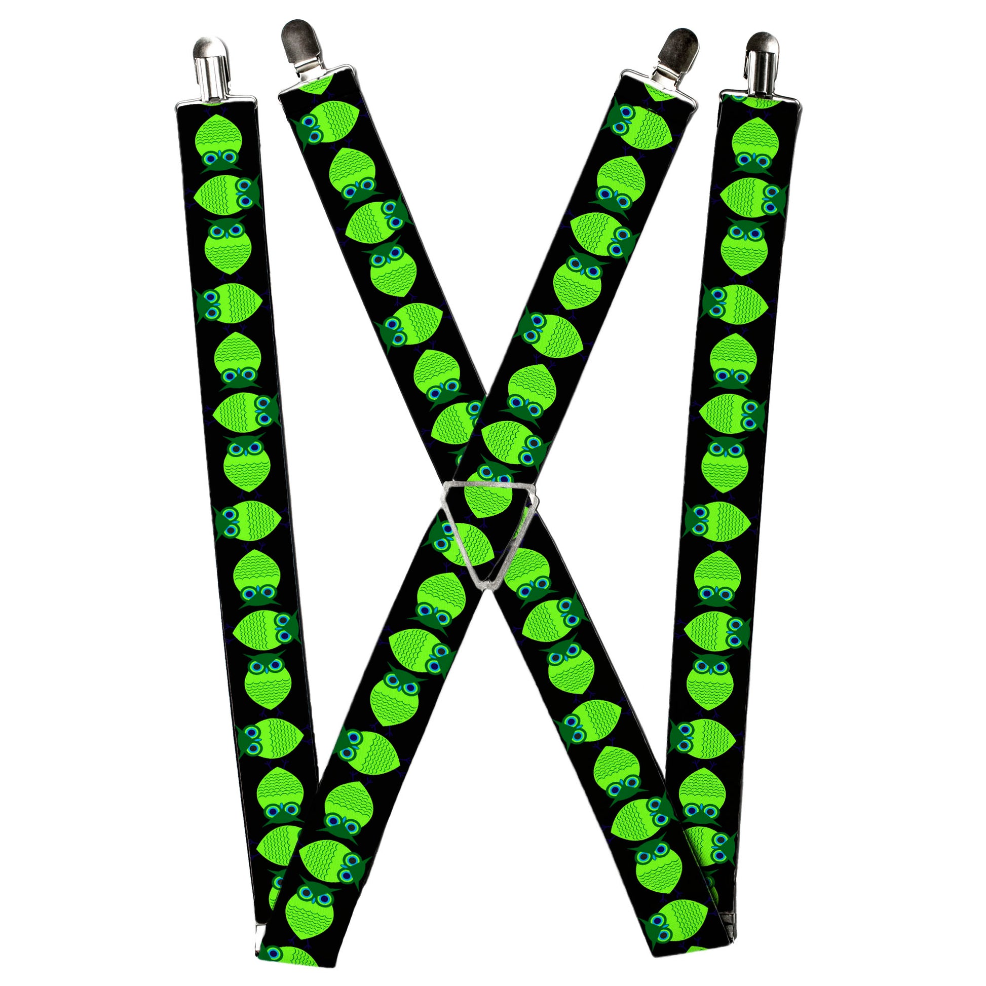 Suspenders - Owls Spin Black/Green Suspenders Buckle-Down
