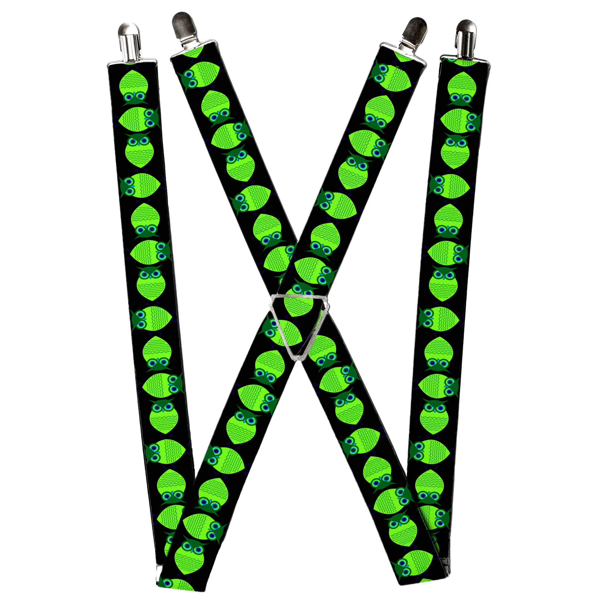 Suspenders - Owls Spin Black/Green Suspenders Buckle-Down