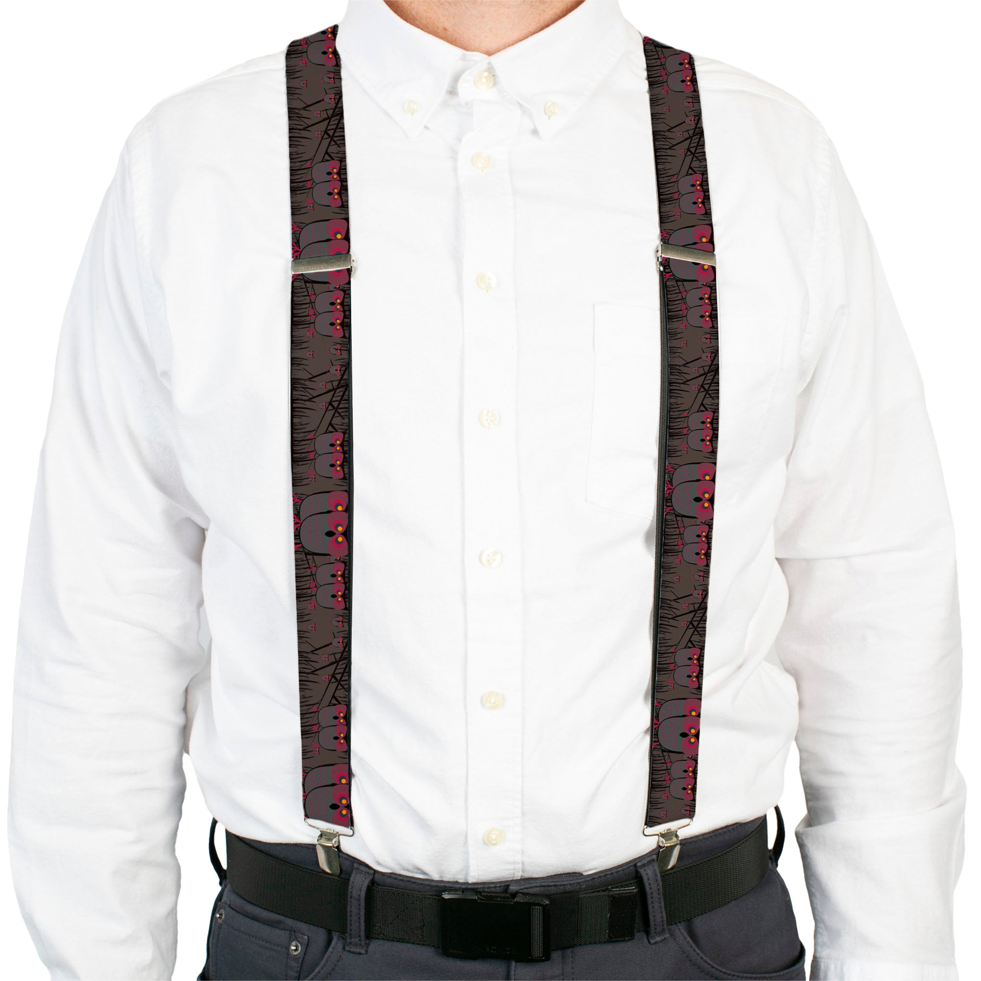 Suspenders - Owls in Trees Purple Suspenders Buckle-Down