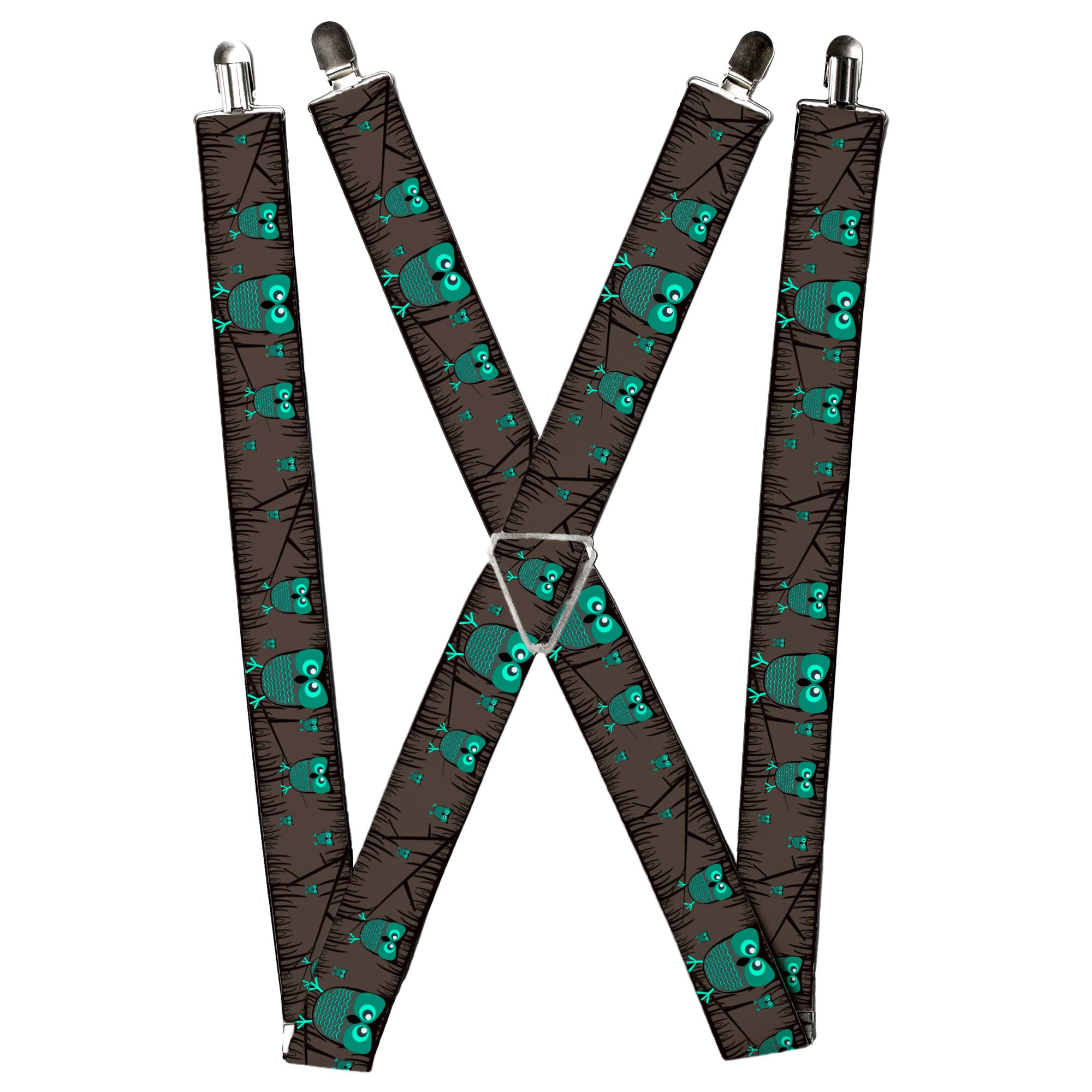Suspenders - Owls in Trees Turquoise Suspenders Buckle-Down