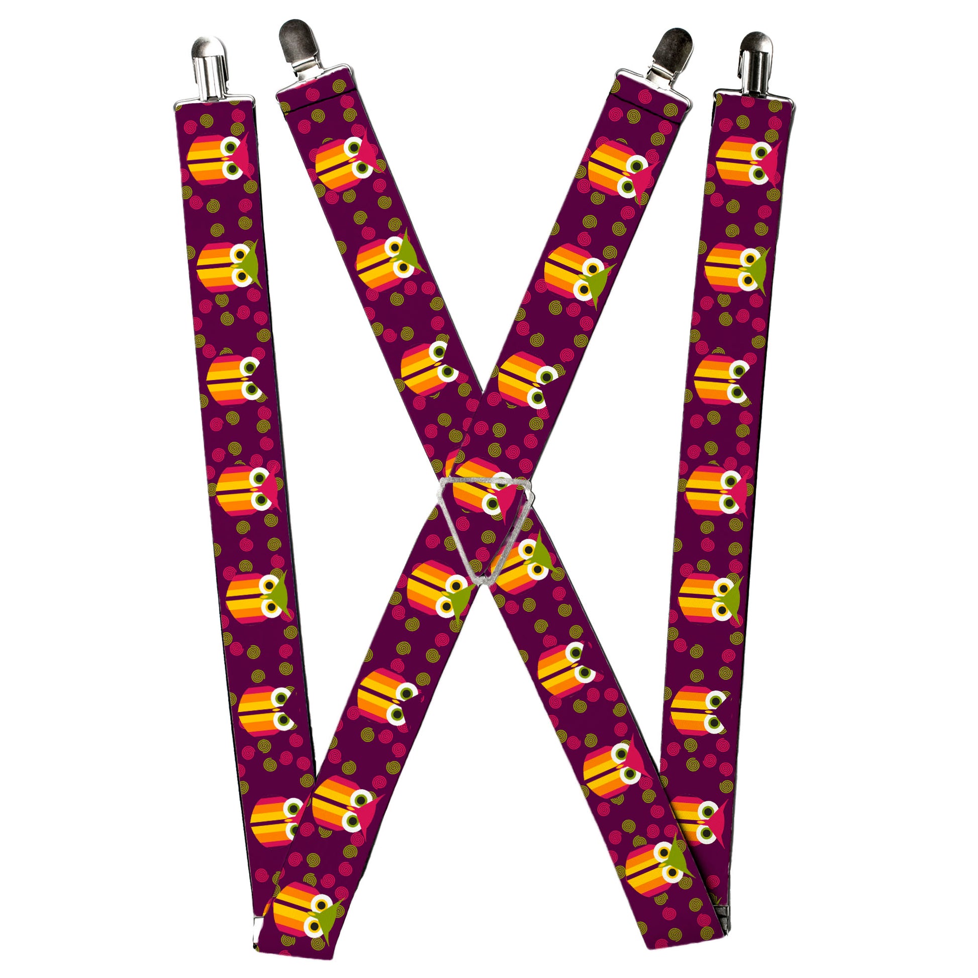 Suspenders - Owls Striped w/Swirls Purple Suspenders Buckle-Down