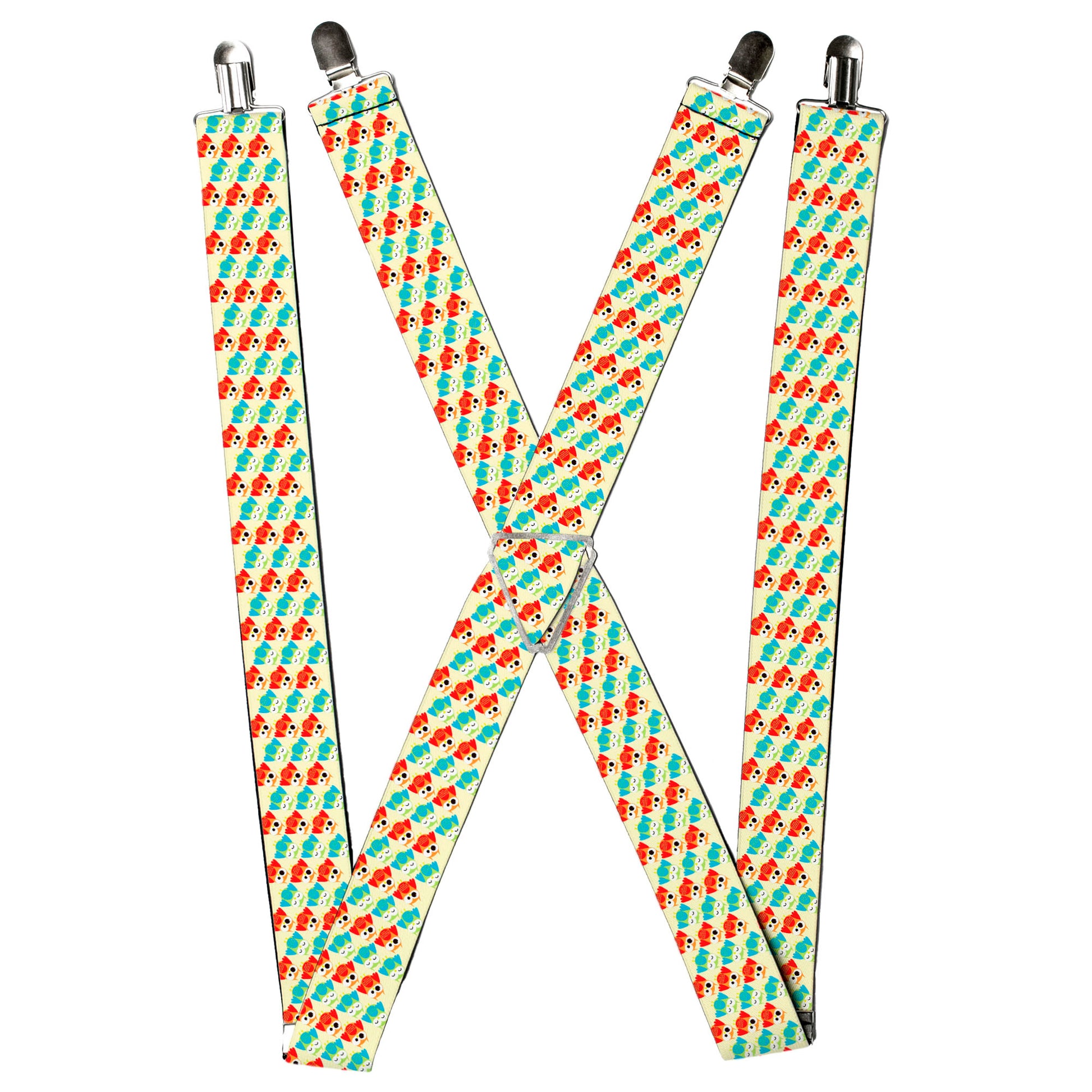 Suspenders - Owl Eyes Yellow/Reds/Blues Suspenders Buckle-Down