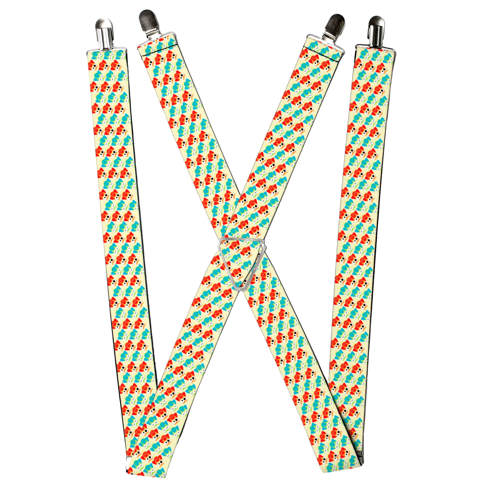 Suspenders - Owl Eyes Yellow/Reds/Blues Suspenders Buckle-Down