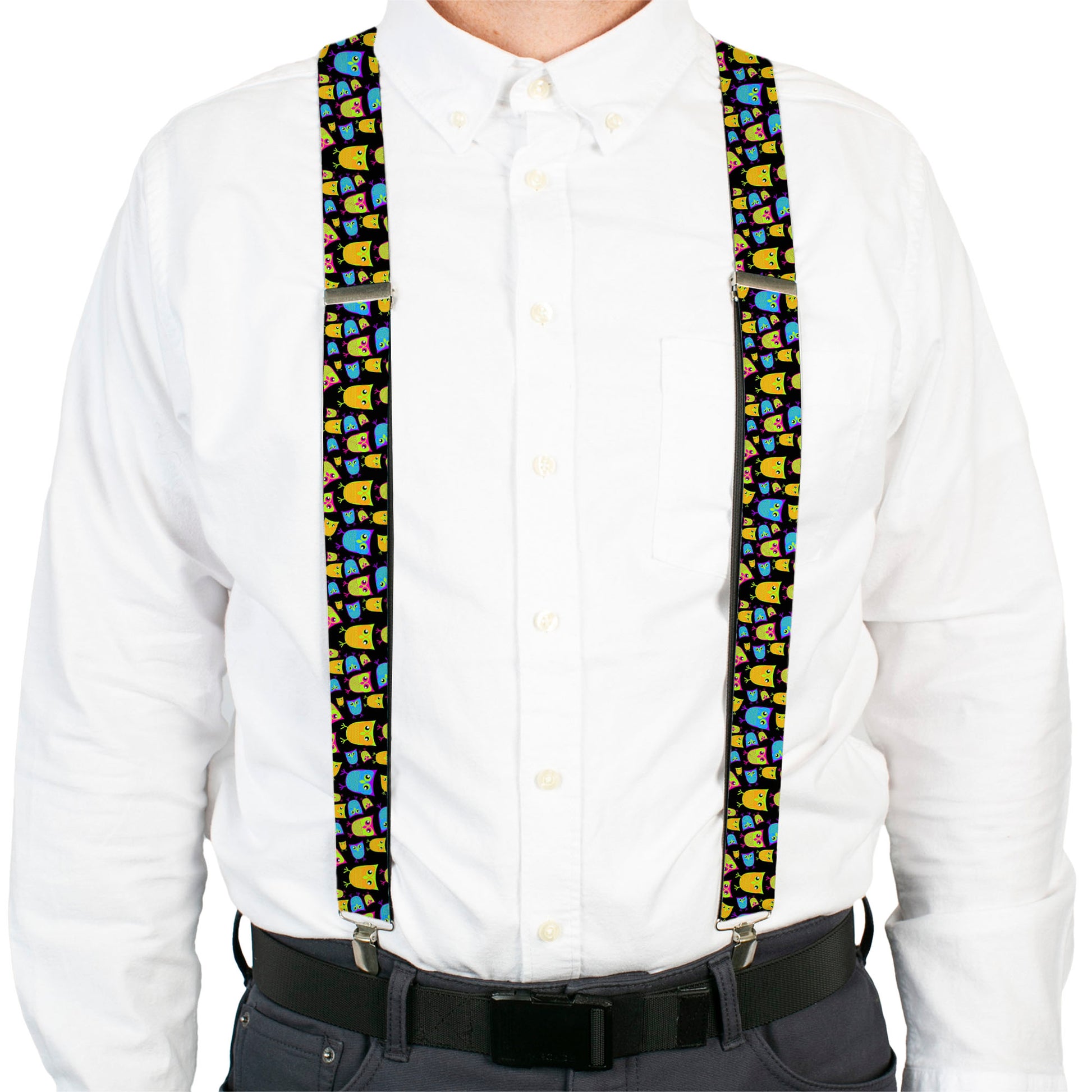 Suspenders - Owls Black/Multi Neon Suspenders Buckle-Down