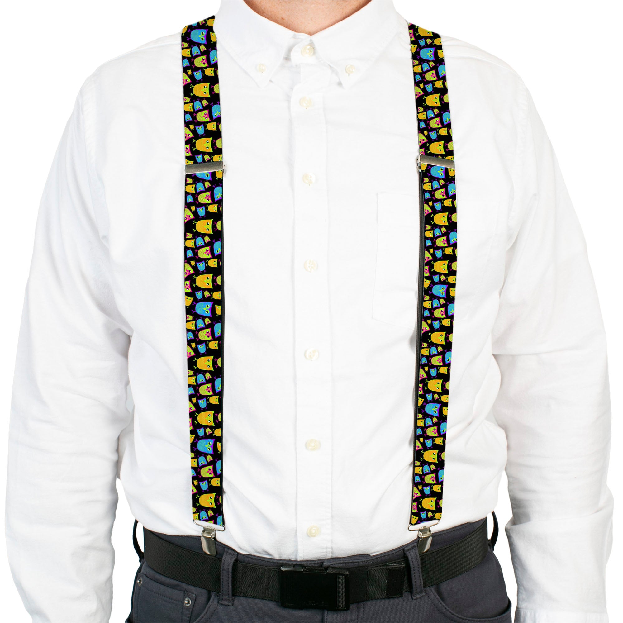 Suspenders - Owls Black/Multi Neon Suspenders Buckle-Down