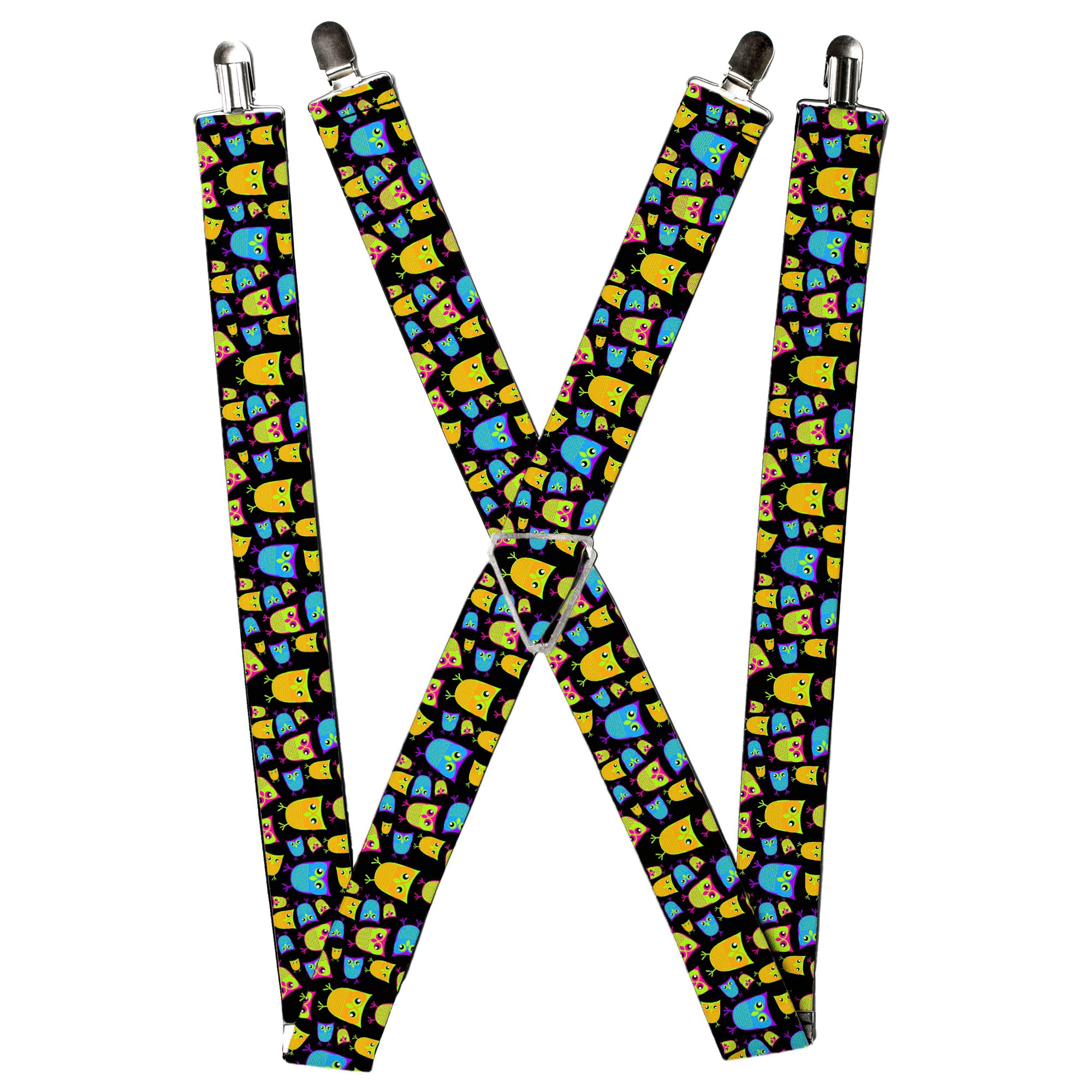 Suspenders - Owls Black/Multi Neon Suspenders Buckle-Down