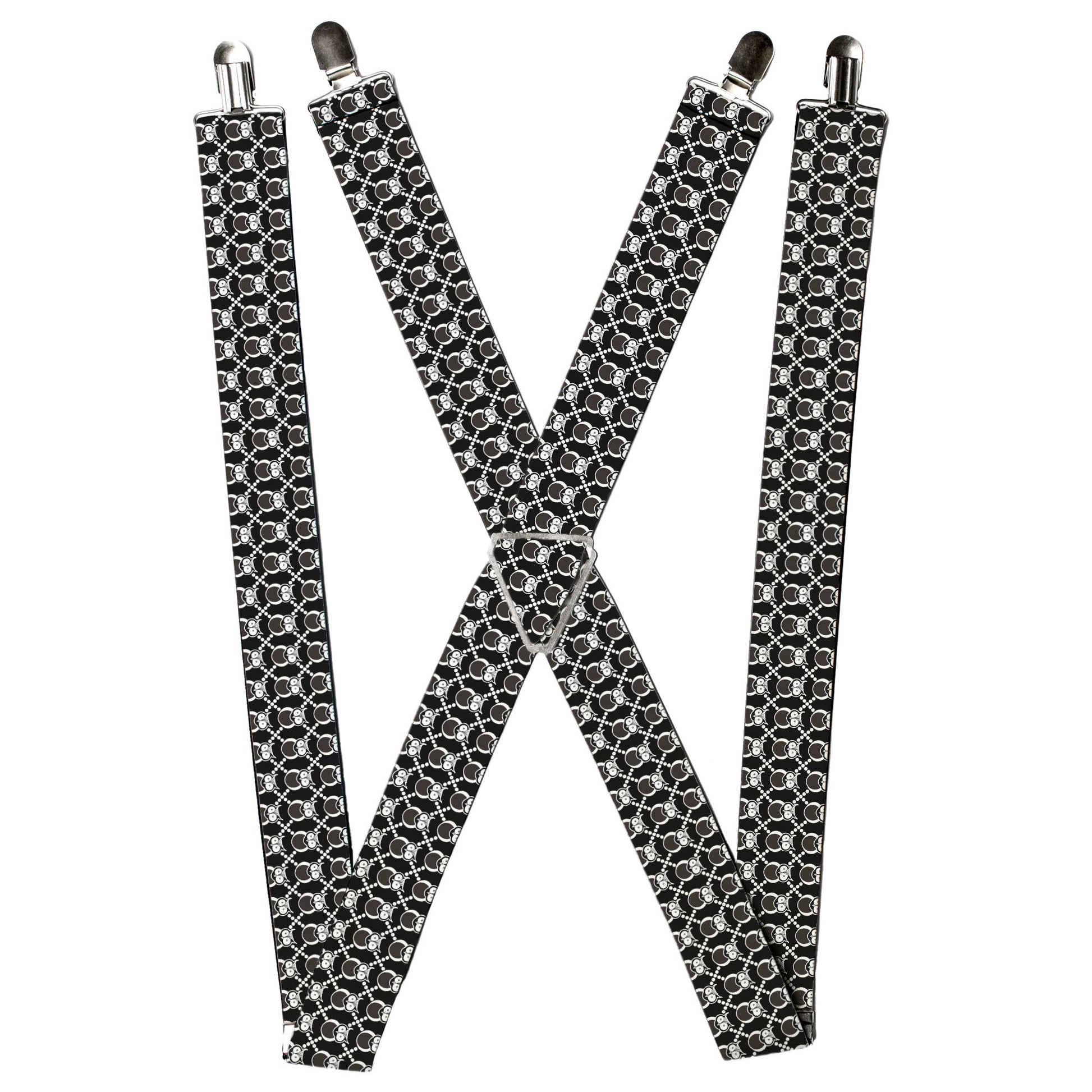 Suspenders - Owls Monogram Black/White Suspenders Buckle-Down